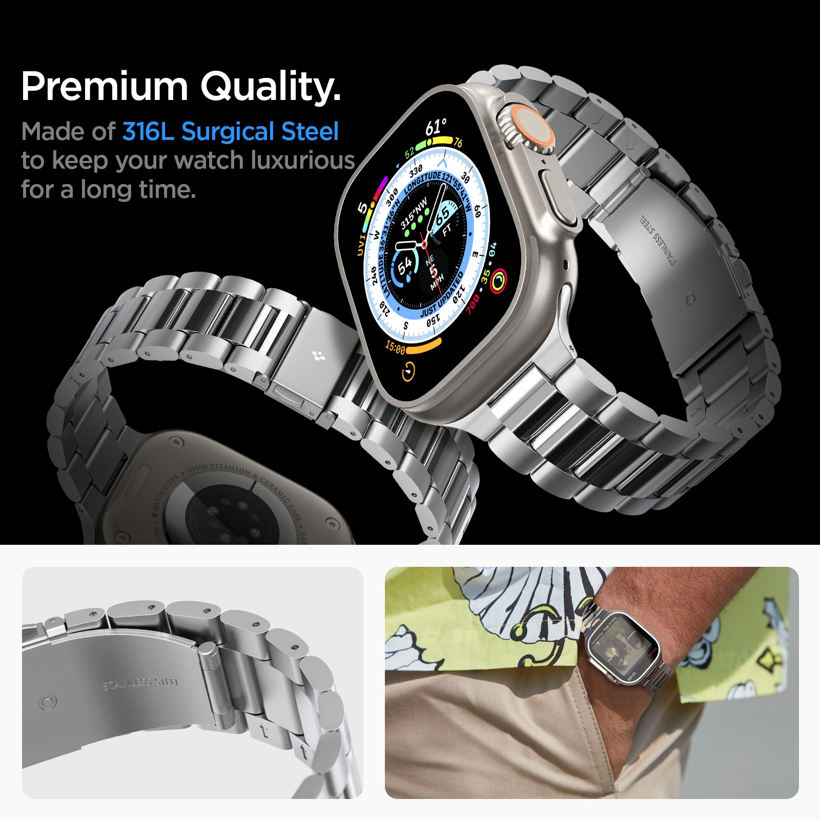 Apple Watch Ultra 49mm Modern Fit 316L Band Silver