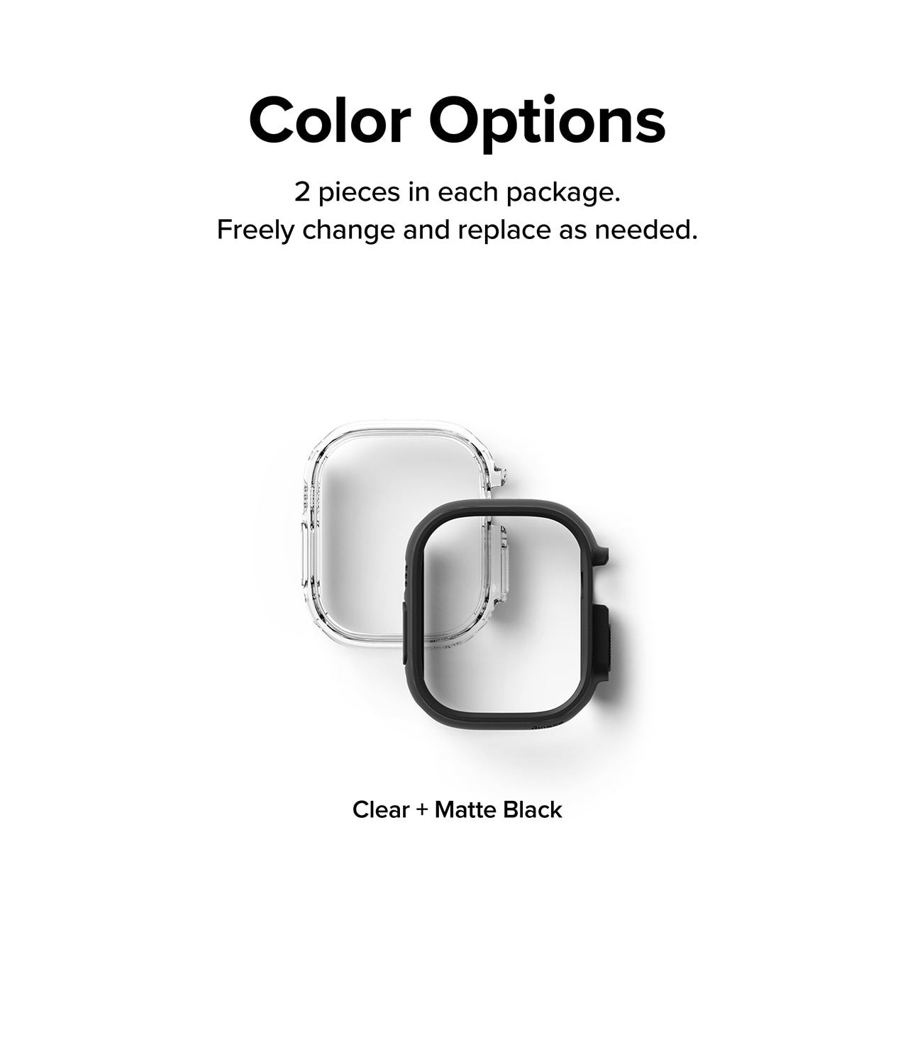 Apple Watch Ultra 49mm Slim Case (2-pack) Matte Black & Clear