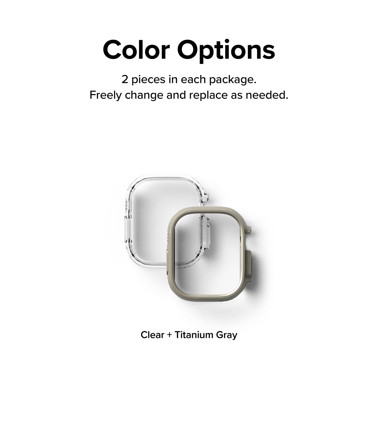 Apple Watch Ultra 49mm Slim Case (2-pack) Titanium Gray & Clear