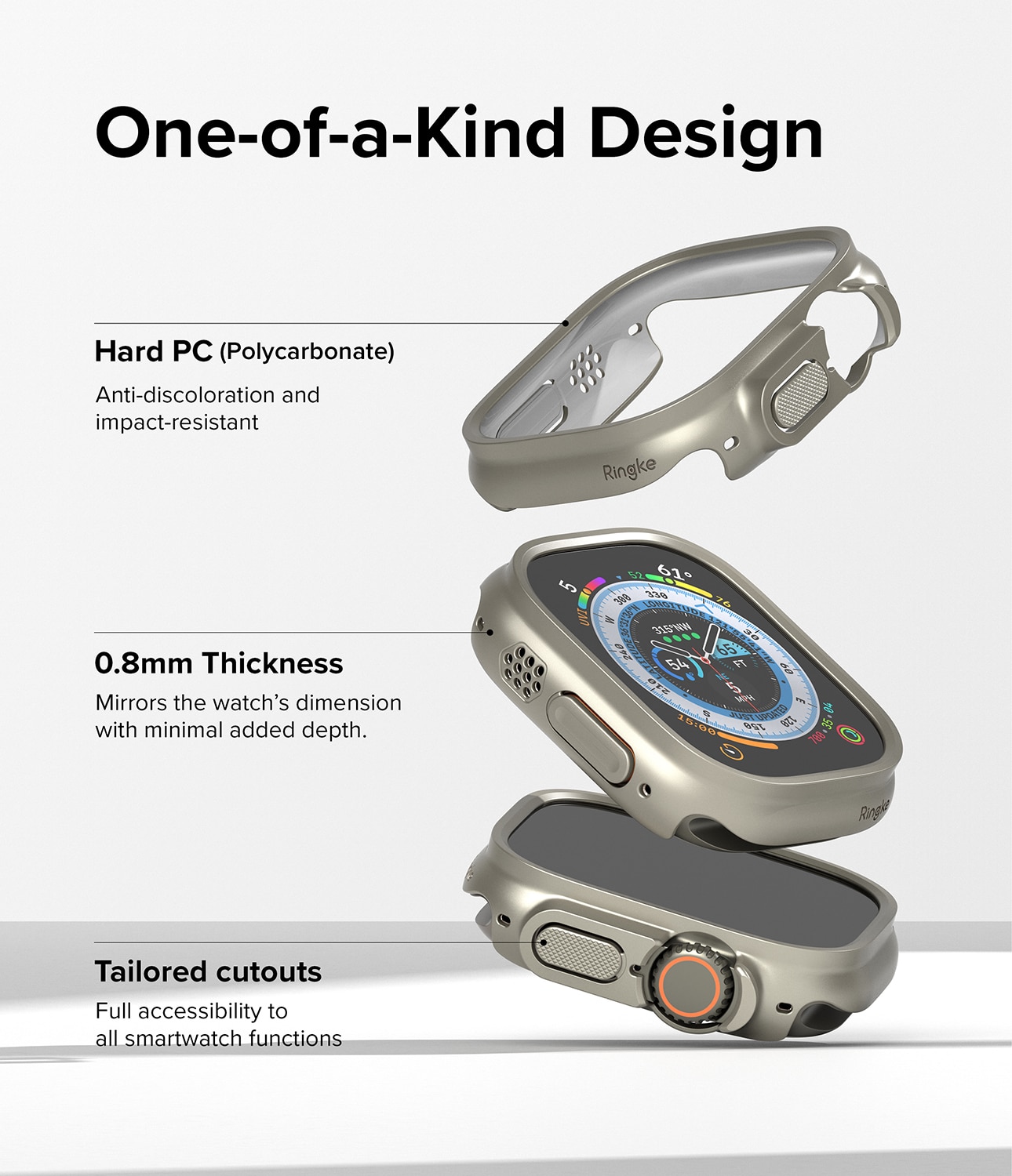Apple Watch Ultra 49mm Slim Case (2-pack) Titanium Gray & Clear