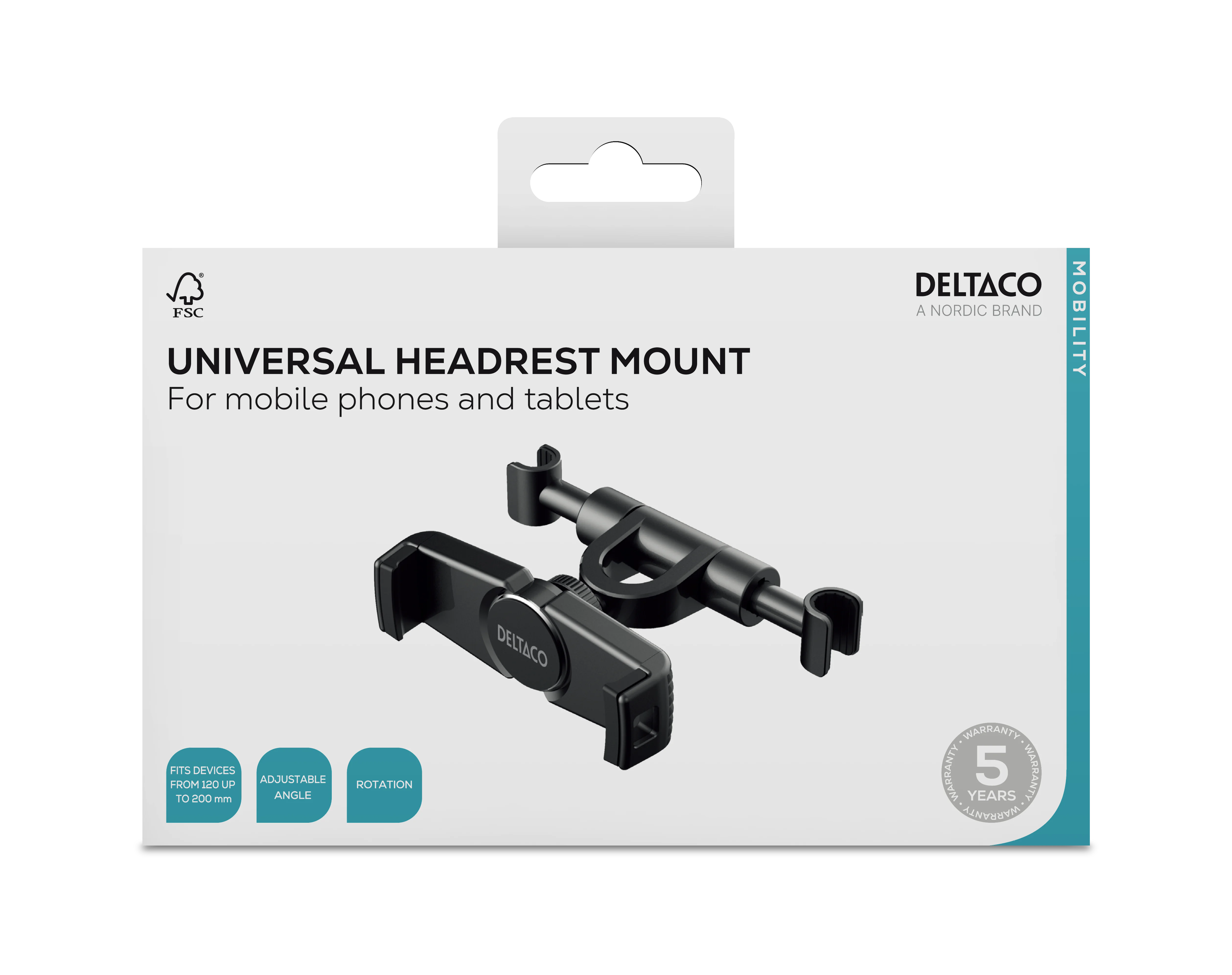 Tablet and Phone Holder for Headrest Black