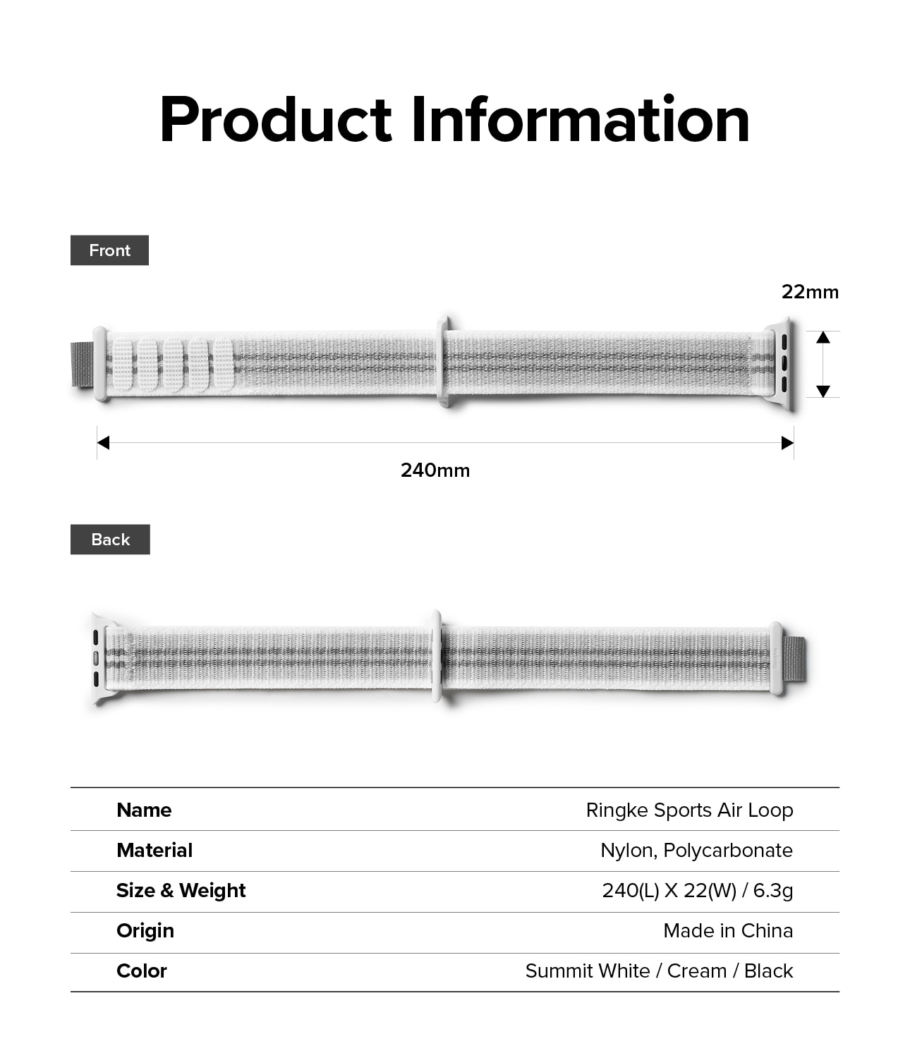 Sports Air Loop Band Apple Watch 40mm Summit White