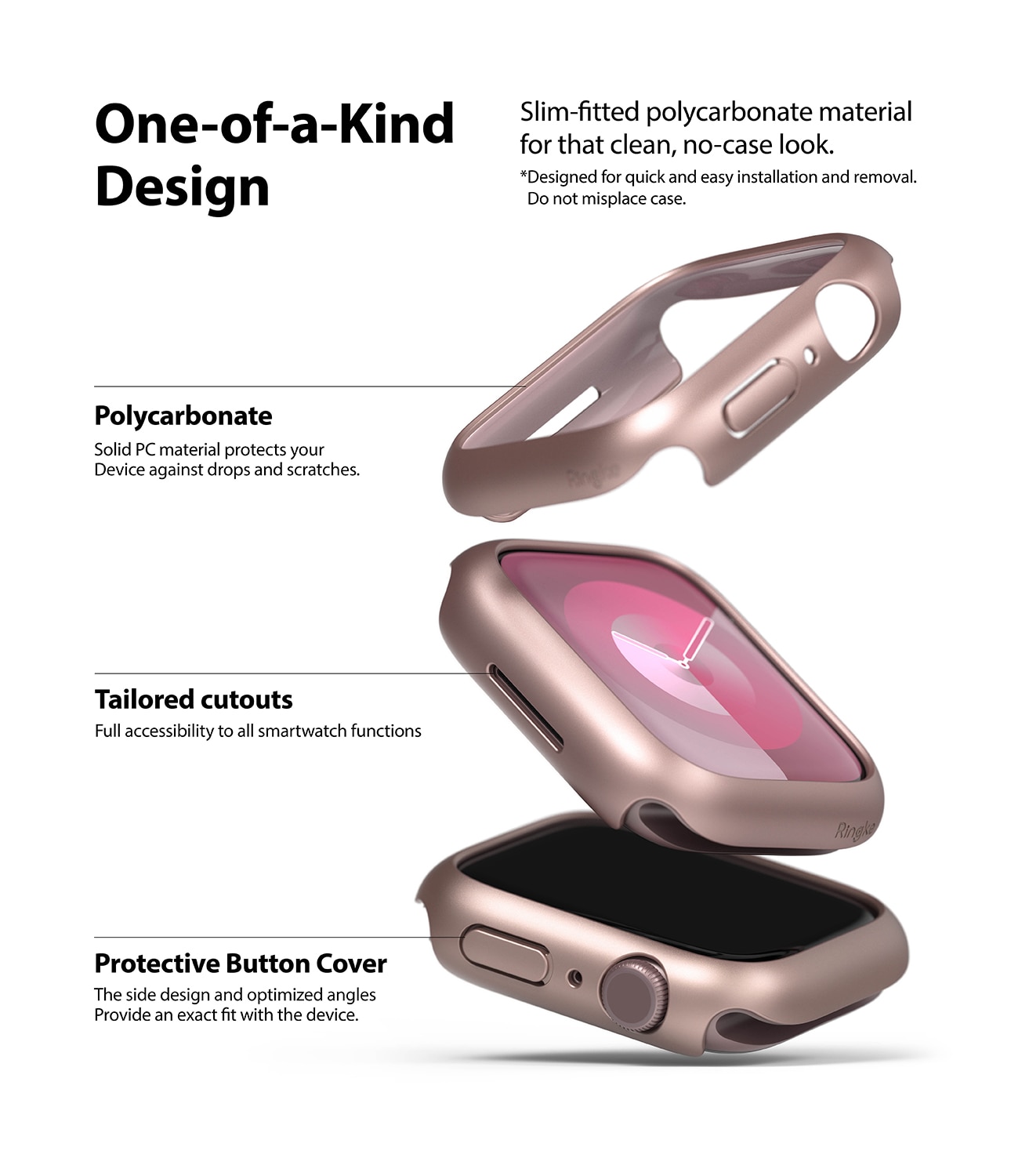 Apple Watch 45mm Series 9 Slim Case (2-pack) Pink & Clear