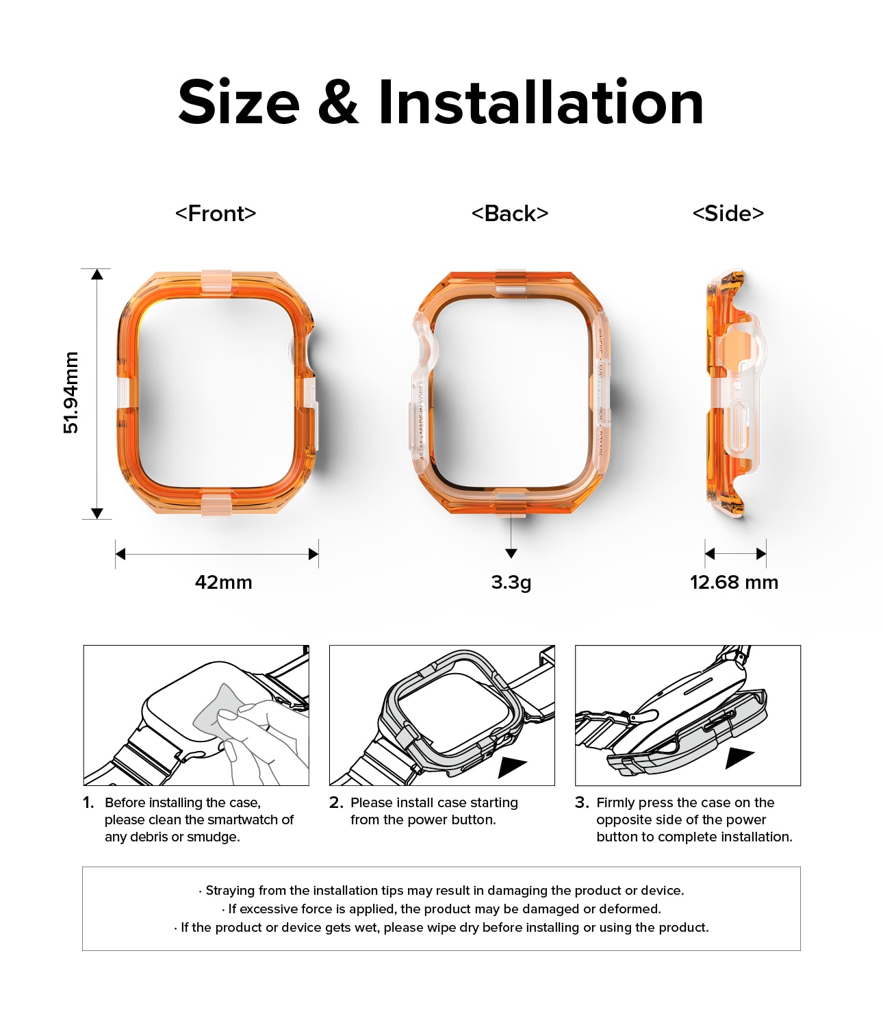 Apple Watch SE 44mm Fusion Bumper Neon Orange