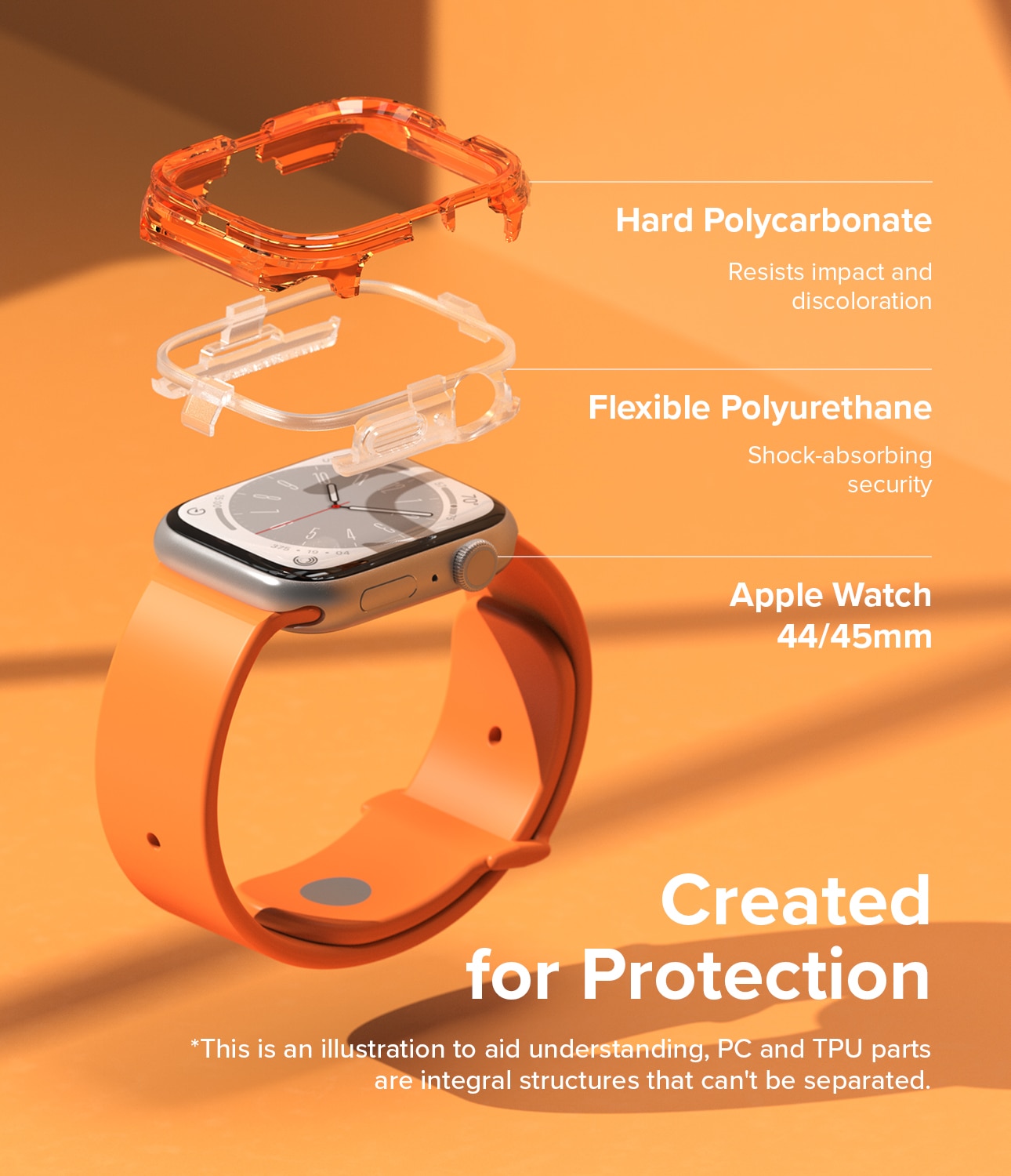 Apple Watch 45mm Series 7 Fusion Bumper Neon Orange
