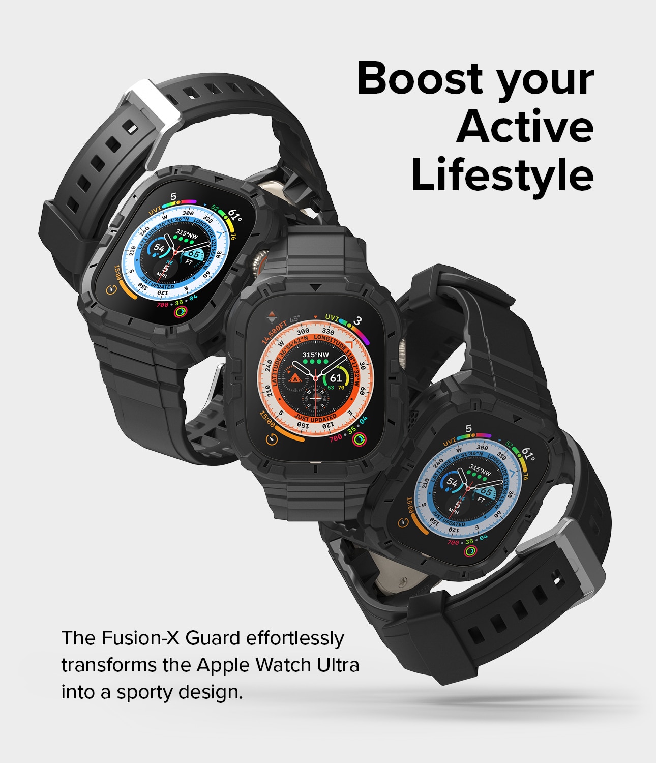 Apple Watch Ultra 2 49mm Fusion-X Guard Case + Band Black