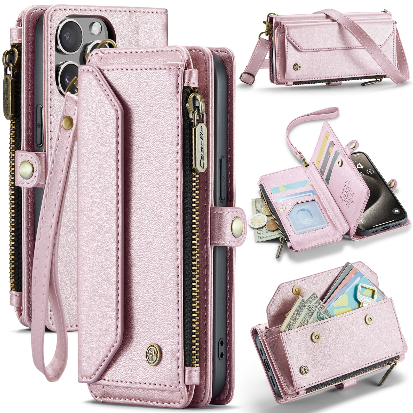 iPhone 15 Pro Wallet Case Pink