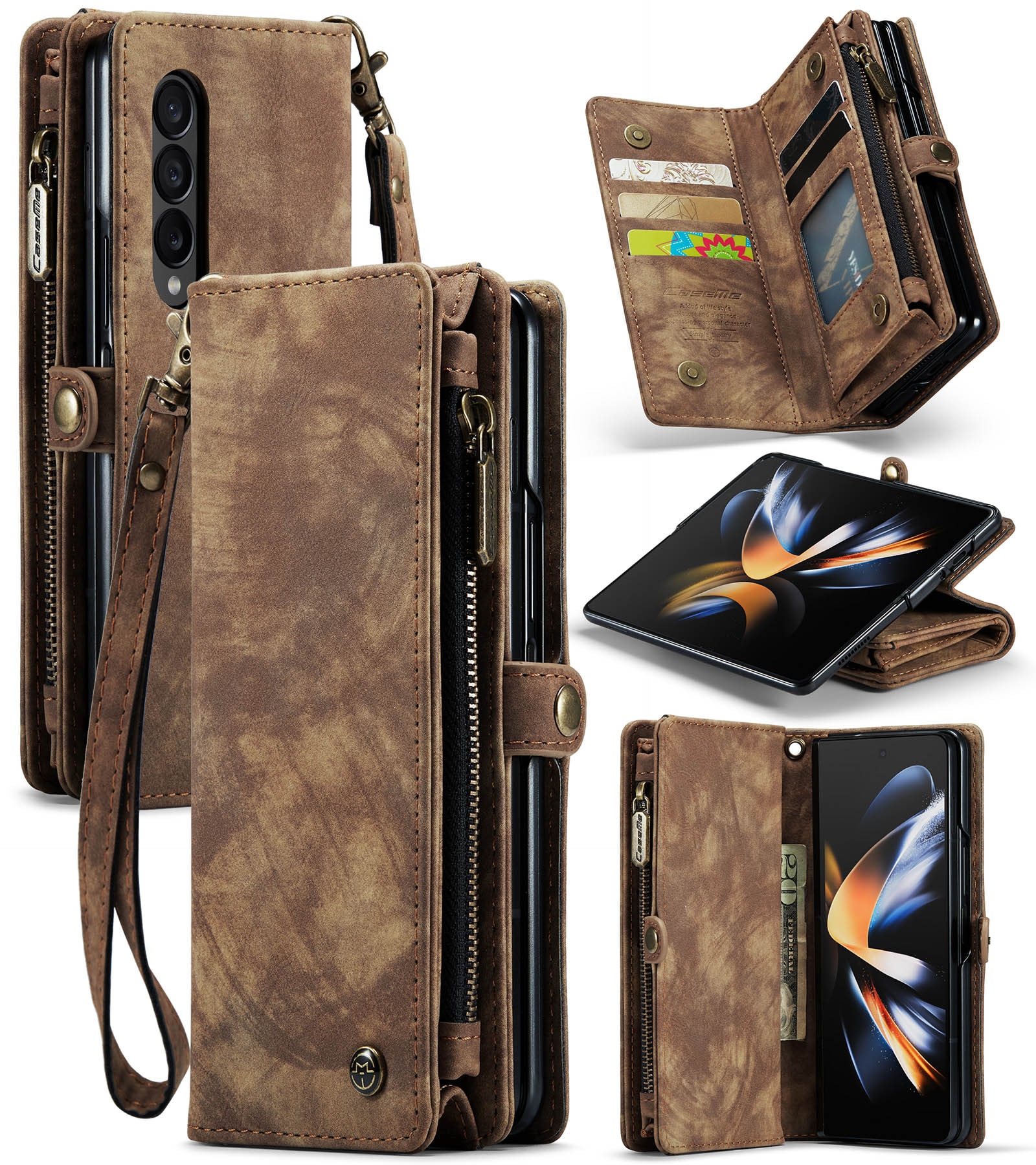 Samsung Galaxy Z Fold 4 Multi-slot Wallet Case Brown