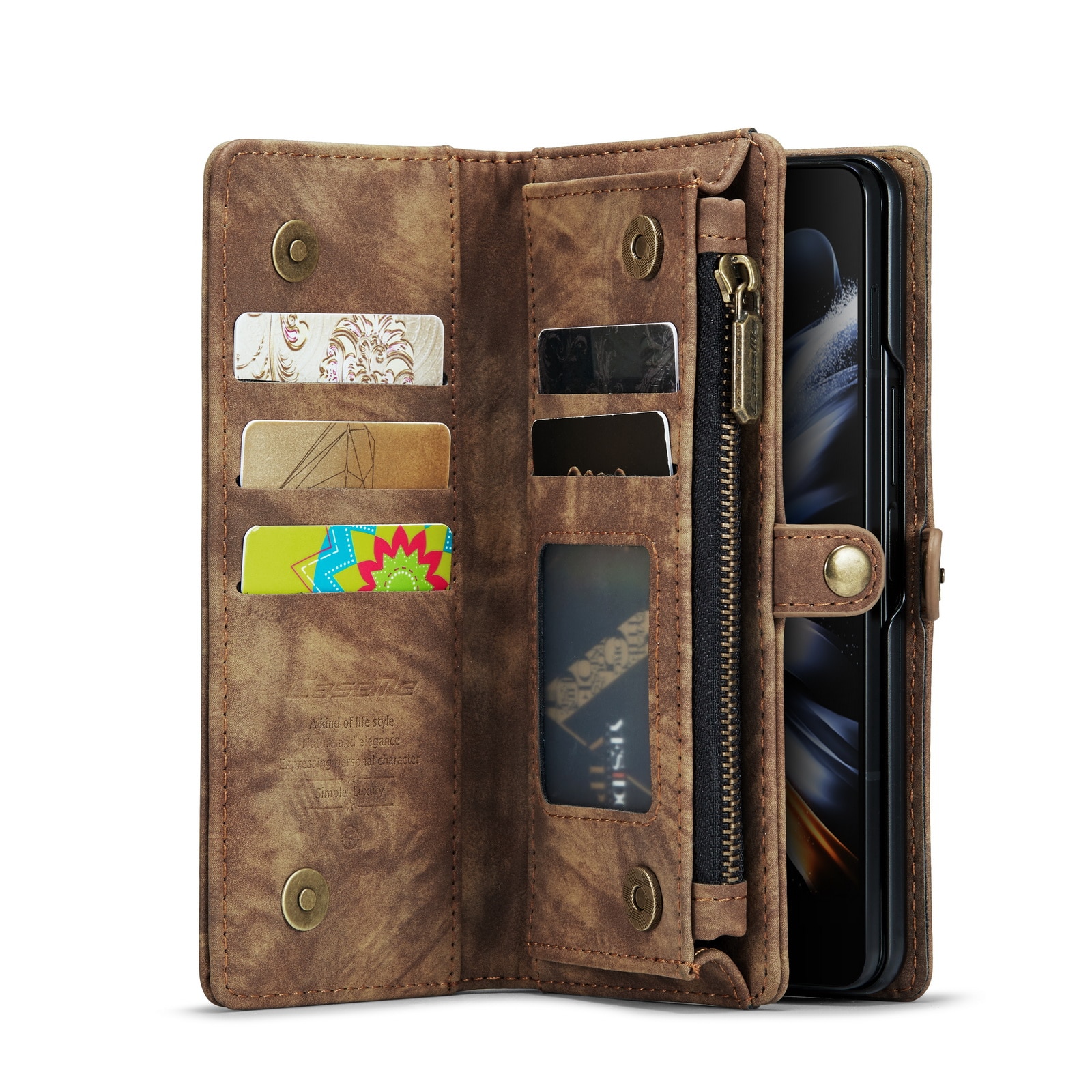 Samsung Galaxy Z Fold 5 Multi-slot Wallet Case Brown