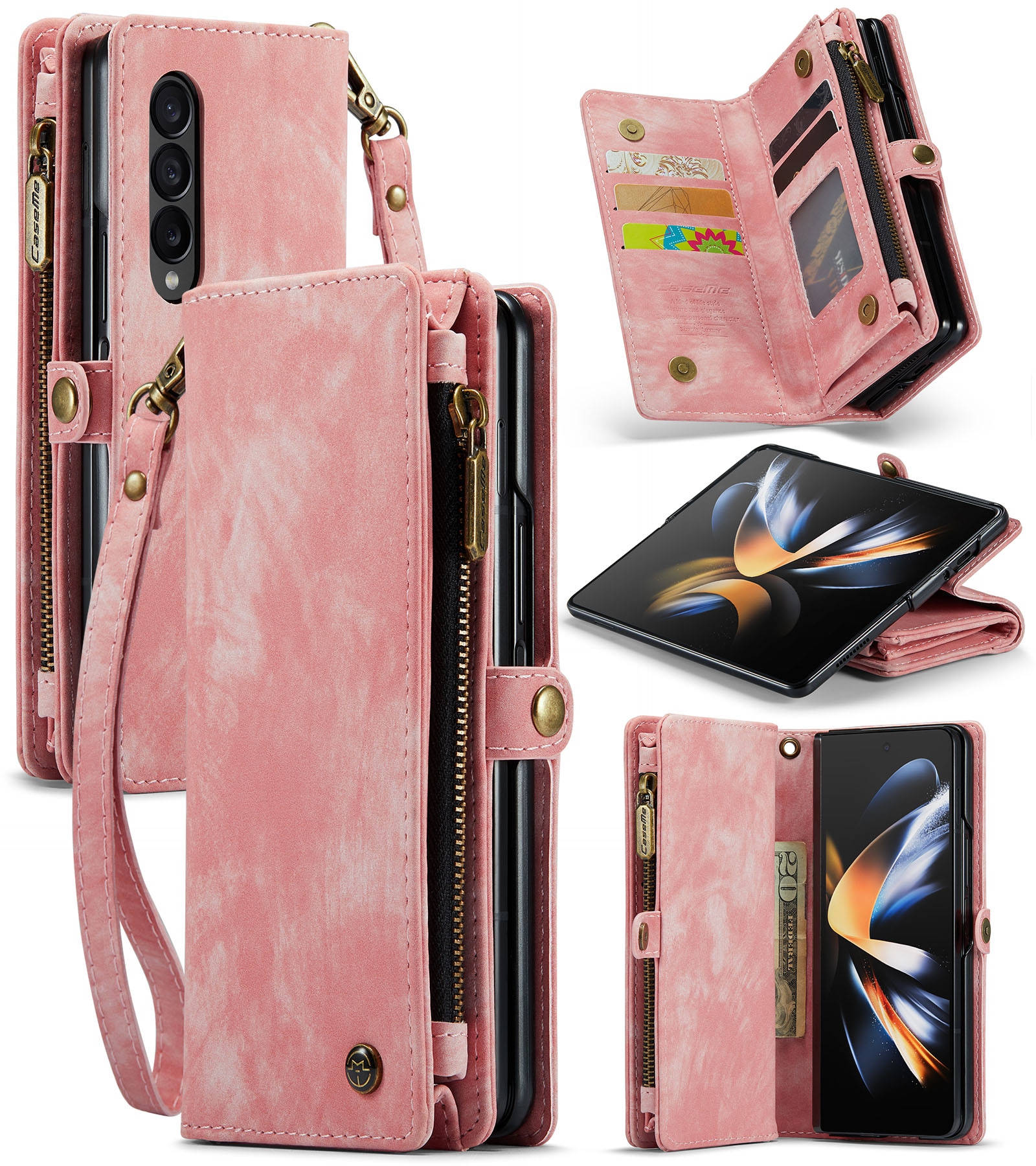 Samsung Galaxy Z Fold 5 Multi-slot Wallet Case Pink