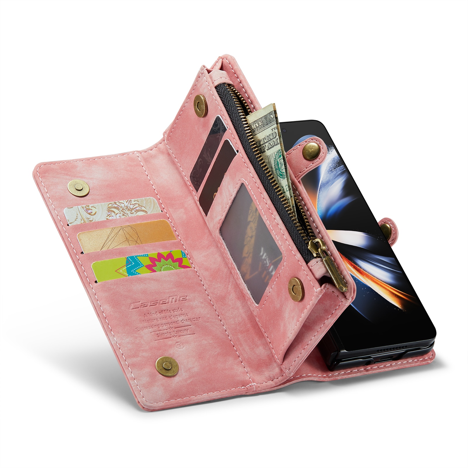 Samsung Galaxy Z Fold 5 Multi-slot Wallet Case Pink