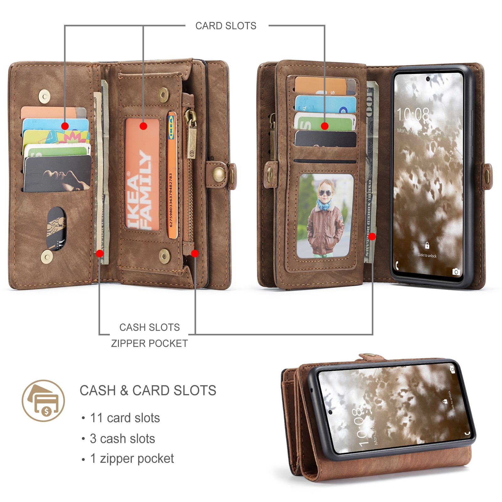 Samsung Galaxy A33 Multi-slot Wallet Case Brown