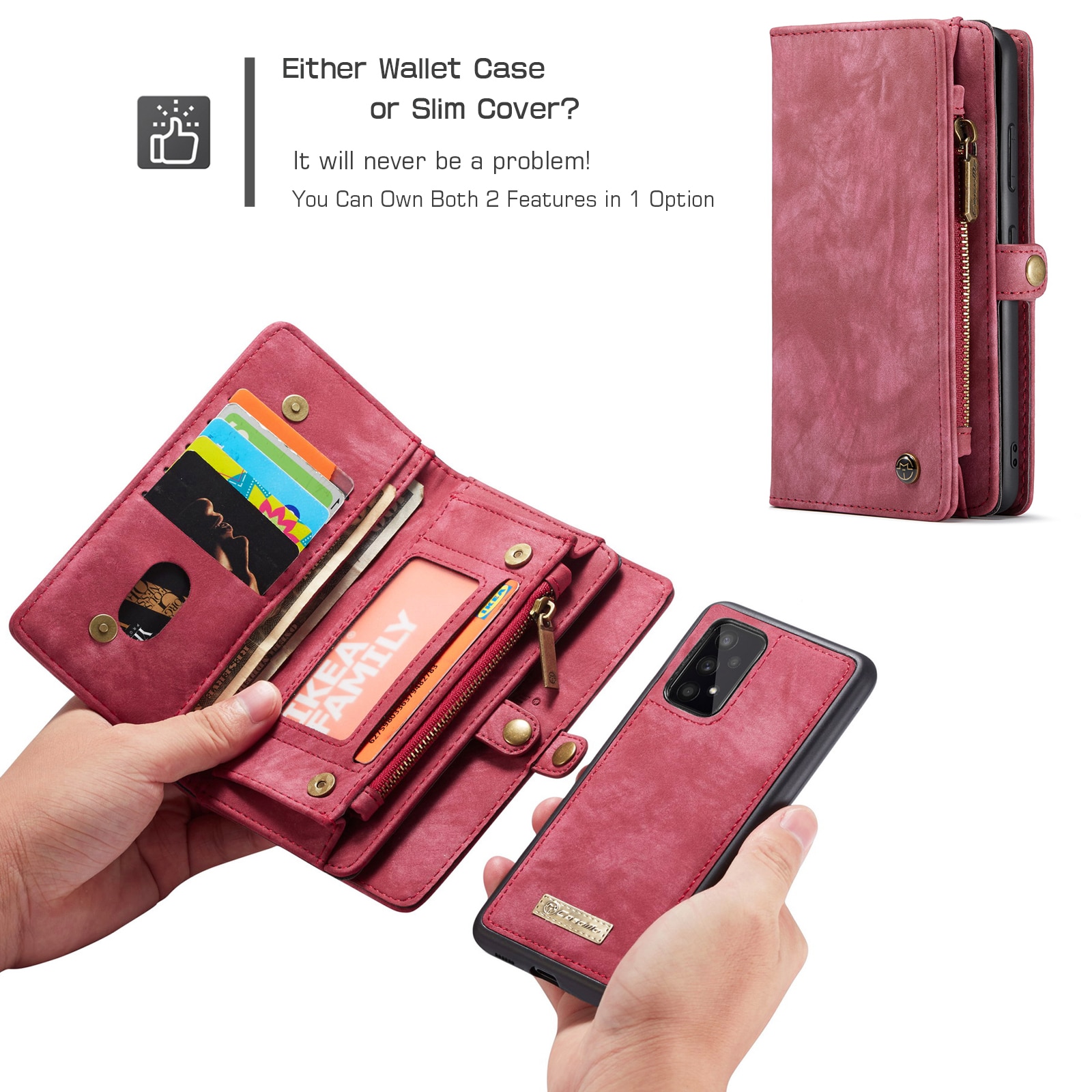 Samsung Galaxy A53 Multi-slot Wallet Case Red