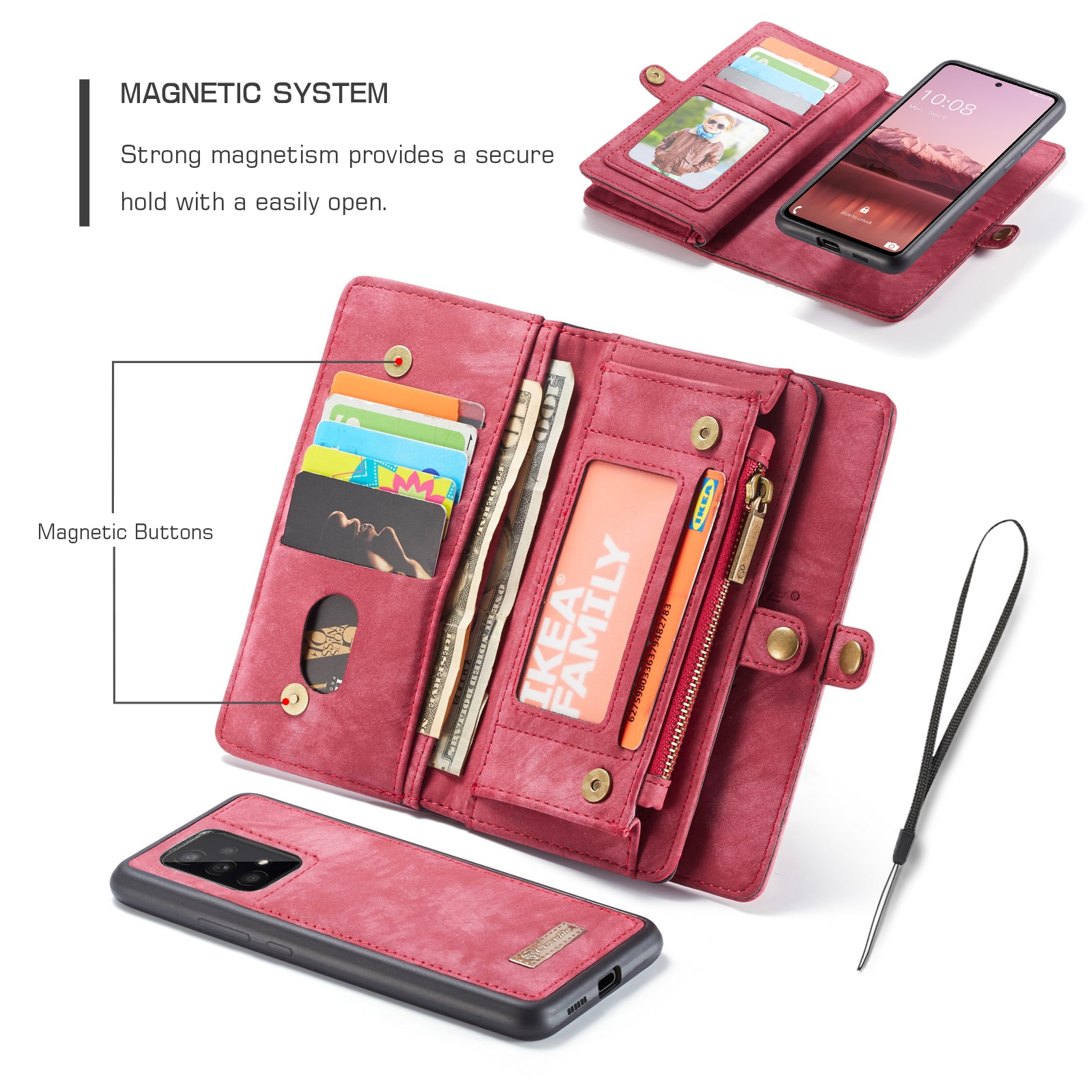 Samsung Galaxy A53 Multi-slot Wallet Case Red