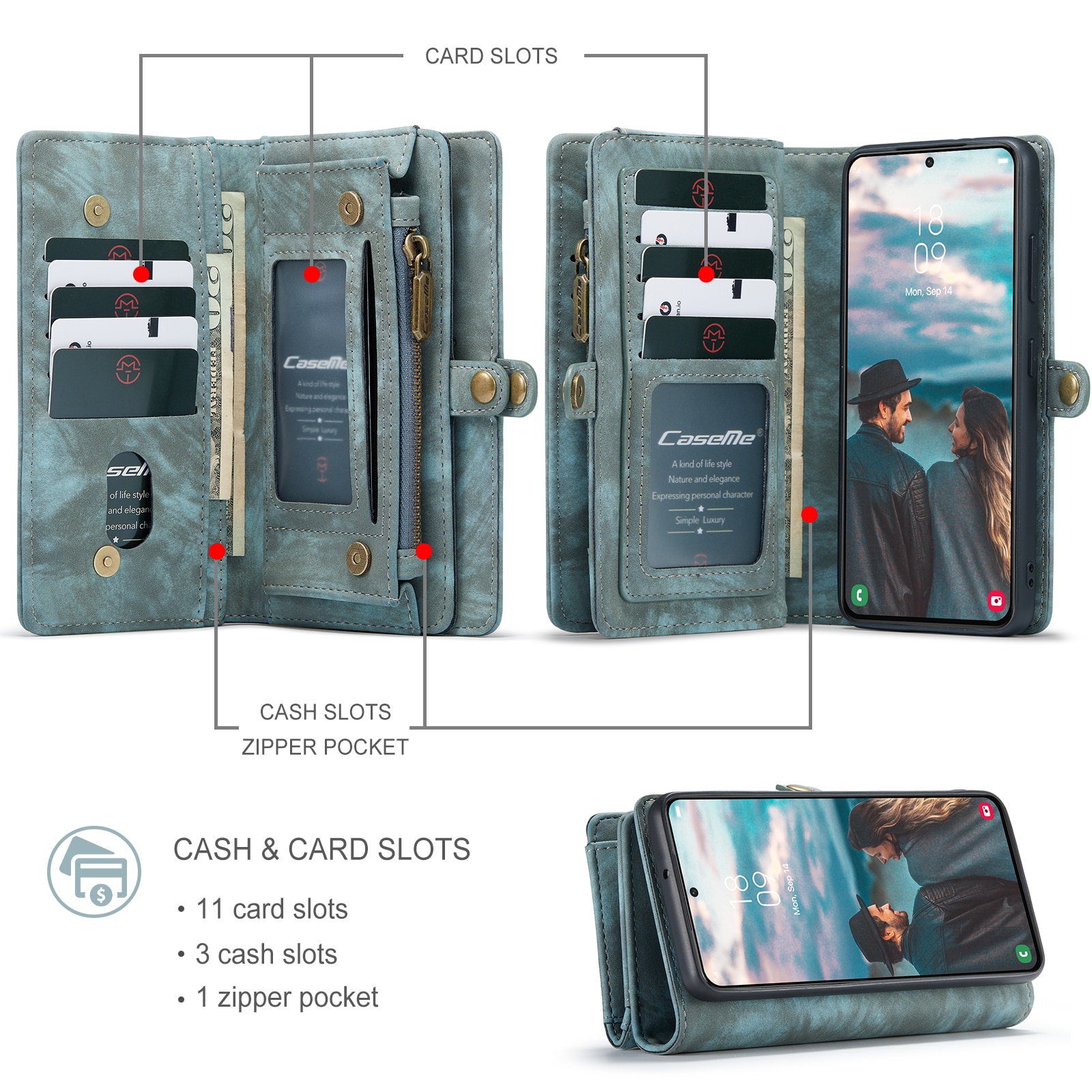 Samsung Galaxy S22 Plus Multi-slot Wallet Case Blue