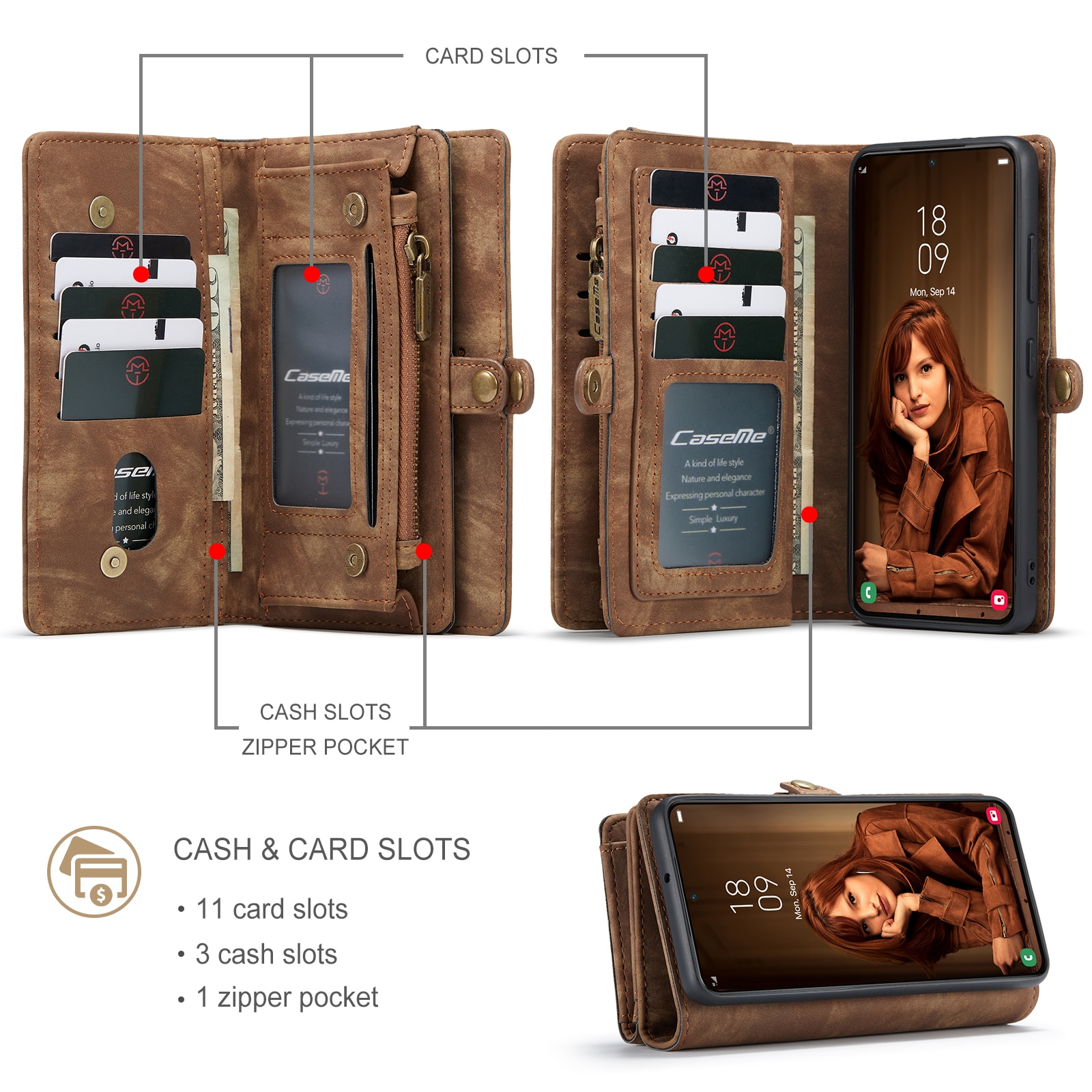 Samsung Galaxy S22 Multi-slot Wallet Case Brown