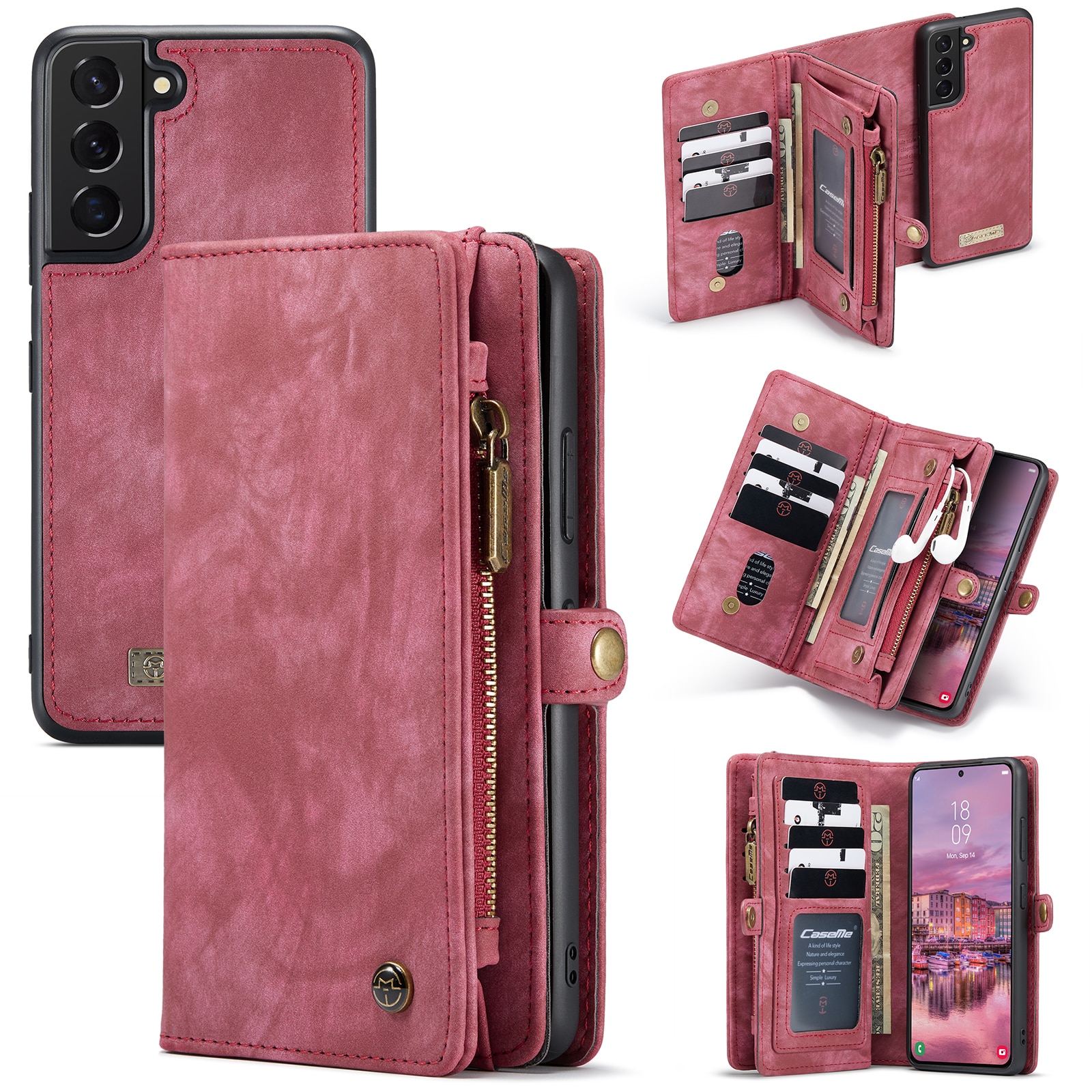 Samsung Galaxy S22 Plus Multi-slot Wallet Case Red