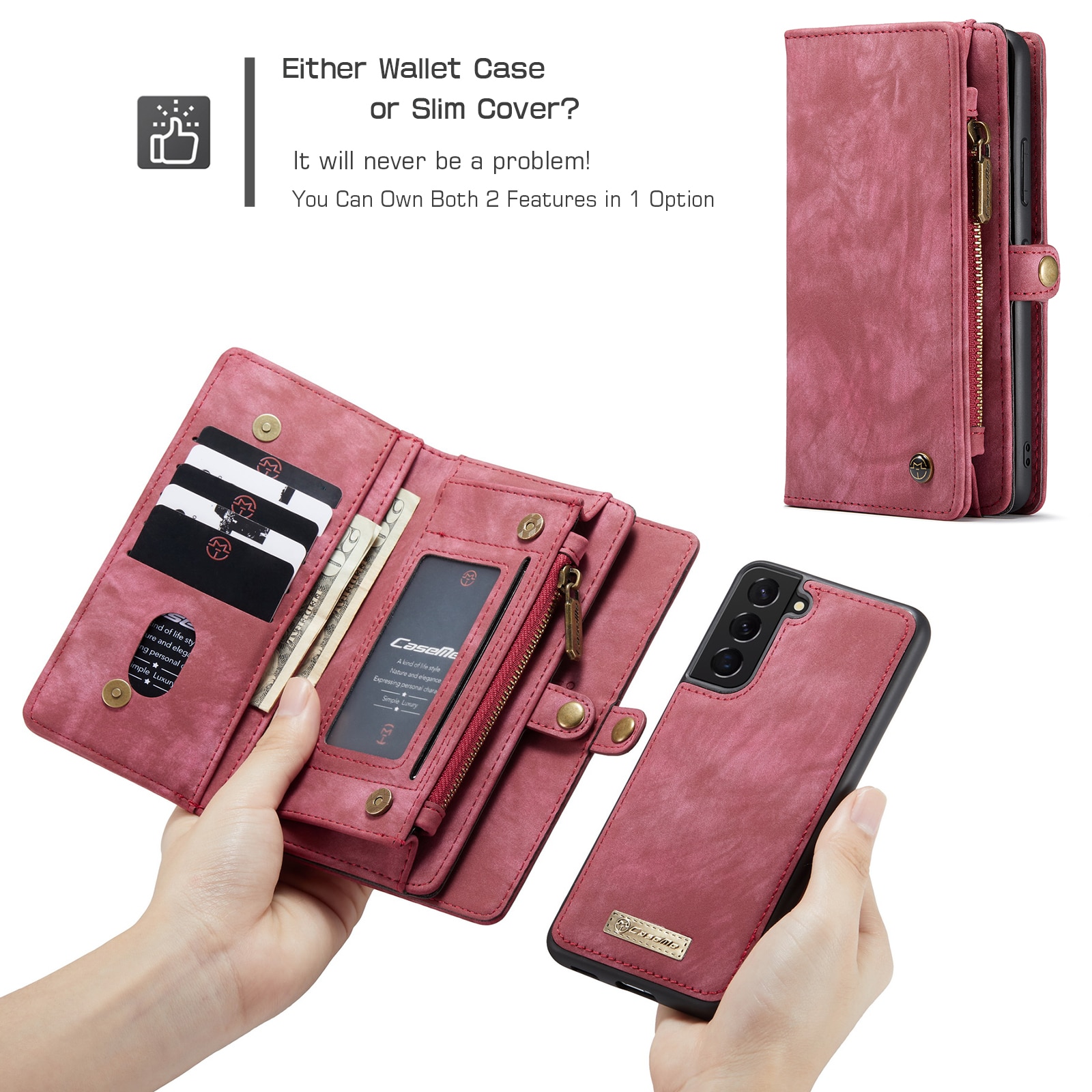 Samsung Galaxy S22 Multi-slot Wallet Case Red