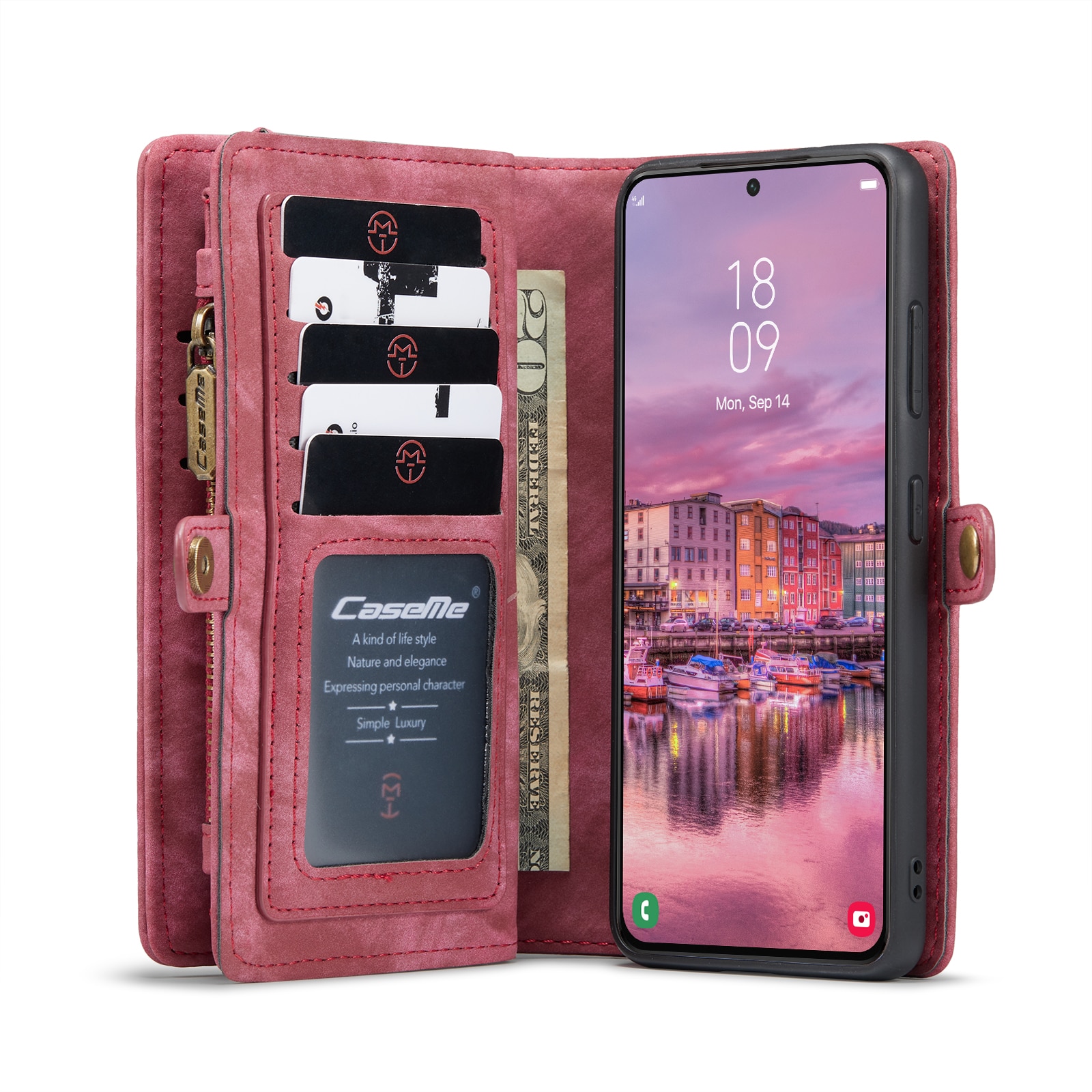 Samsung Galaxy S22 Multi-slot Wallet Case Red