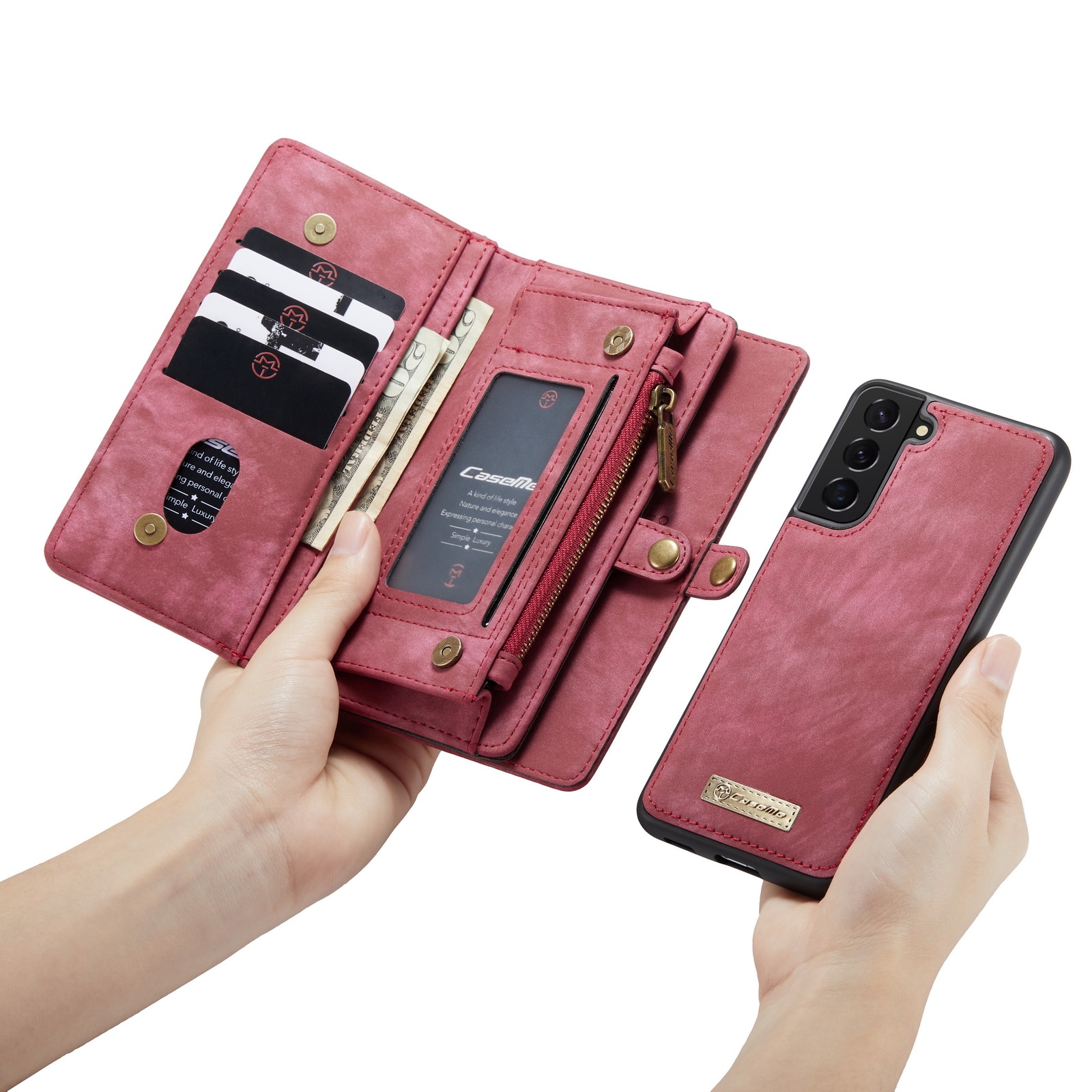 Samsung Galaxy S22 Multi-slot Wallet Case Red