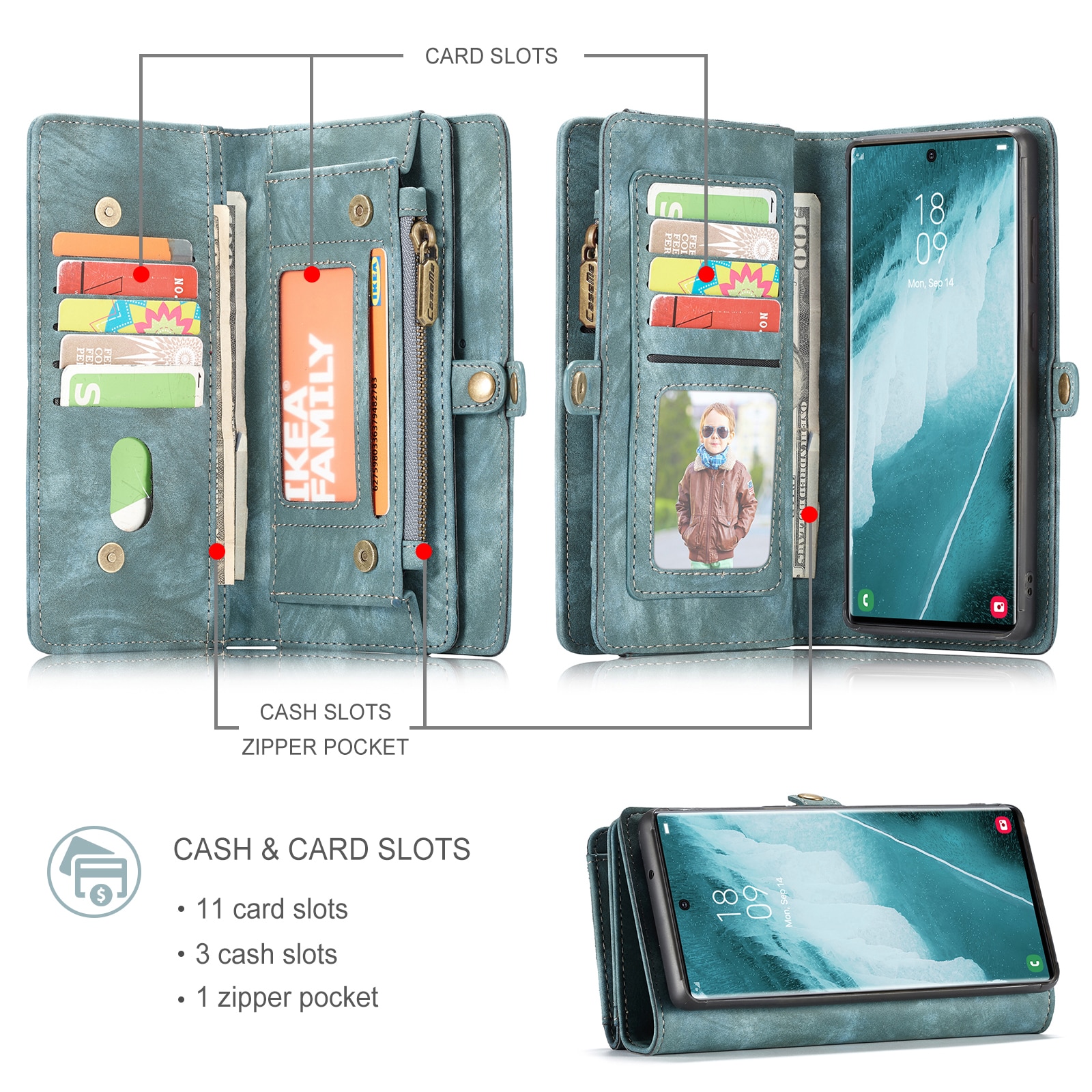 Samsung Galaxy S22 Ultra Multi-slot Wallet Case Blue