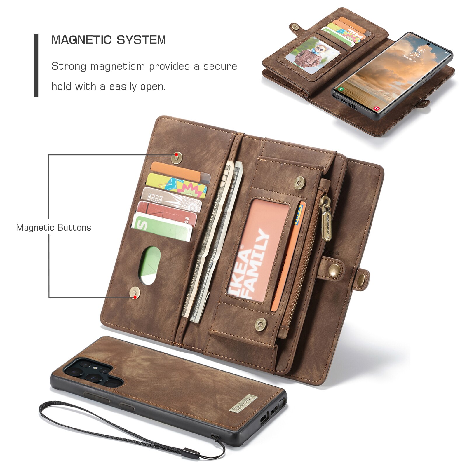 Samsung Galaxy S22 Ultra Multi-slot Wallet Case Brown