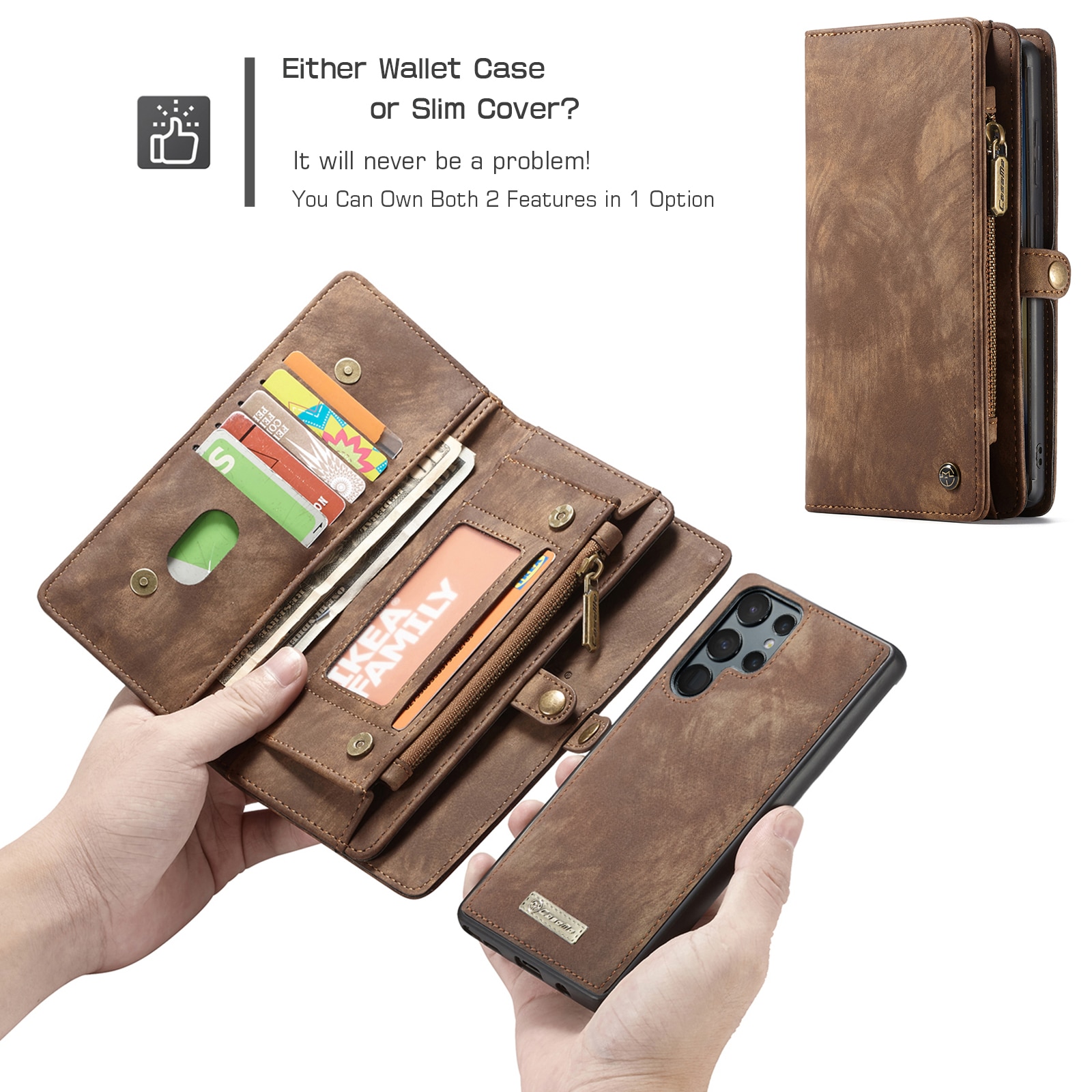 Samsung Galaxy S22 Ultra Multi-slot Wallet Case Brown