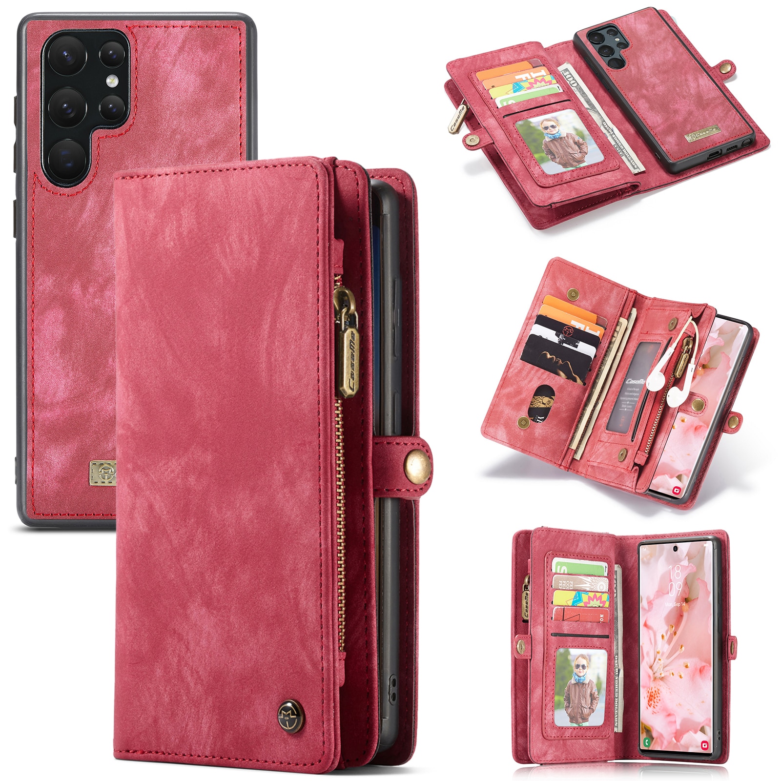 Samsung Galaxy S22 Ultra Multi-slot Wallet Case Red