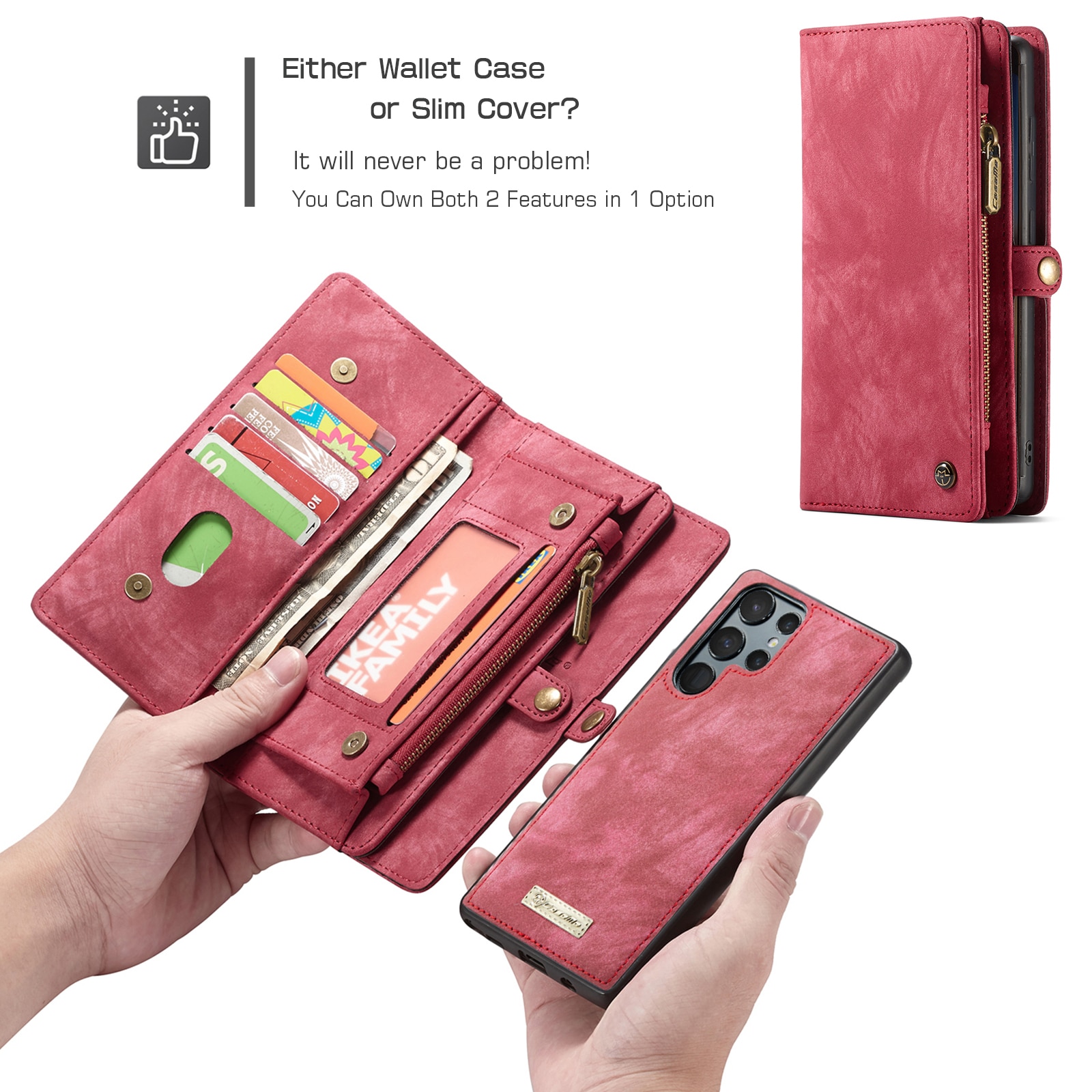 Samsung Galaxy S22 Ultra Multi-slot Wallet Case Red