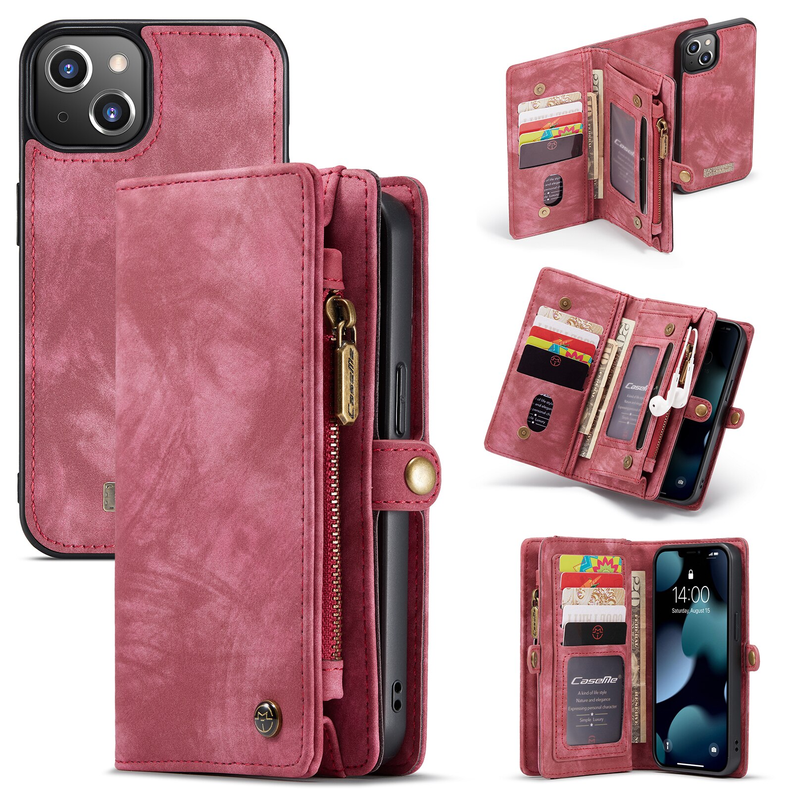 iPhone 13 Multi-slot Wallet Case Red