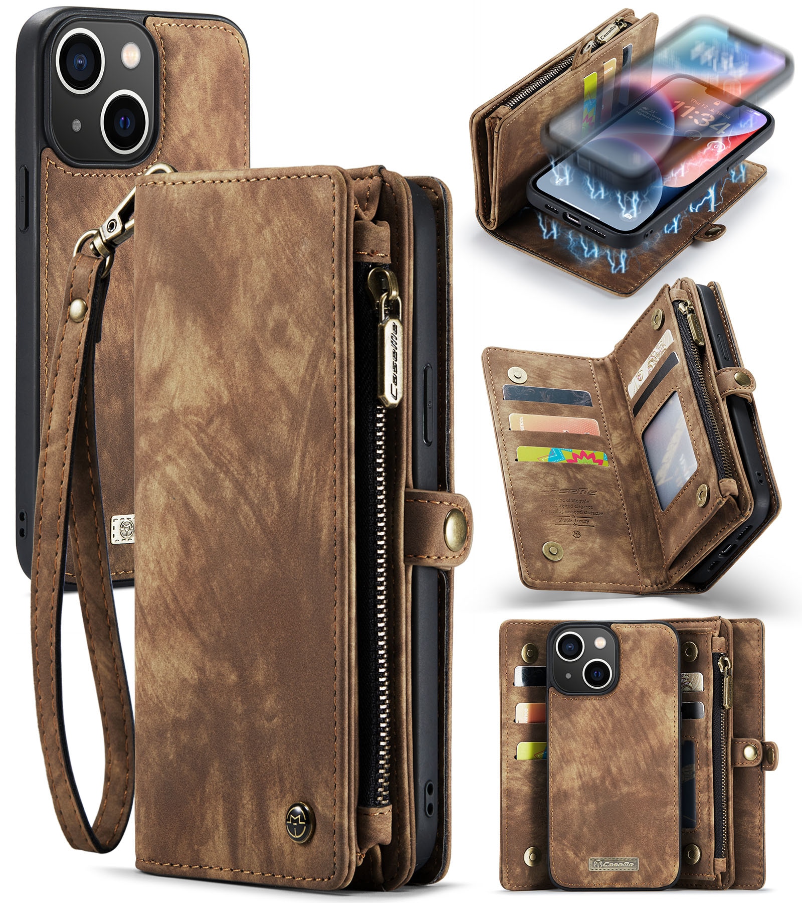 iPhone 14 Plus Multi-slot Wallet Case Brown