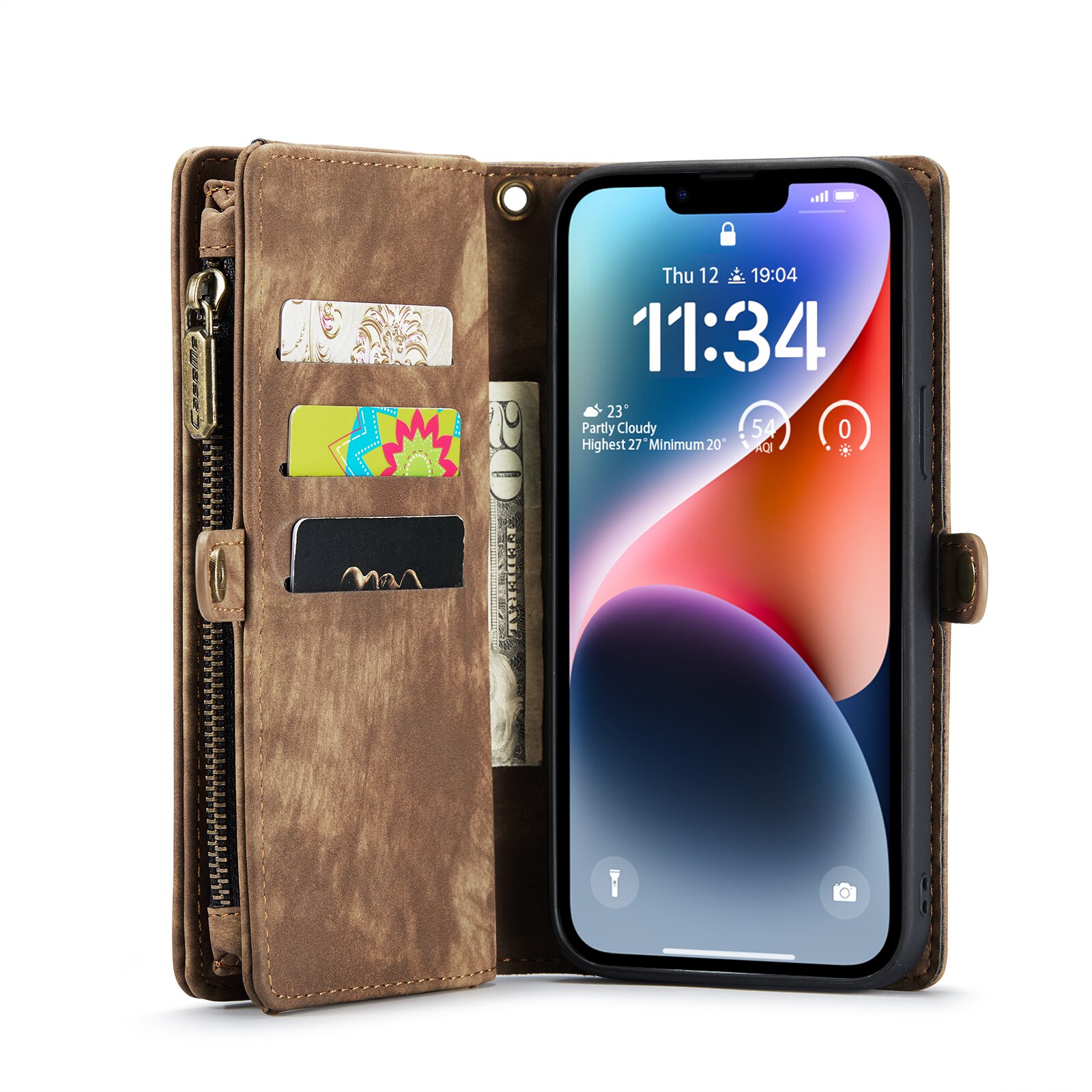 iPhone 14 Multi-slot Wallet Case Brown