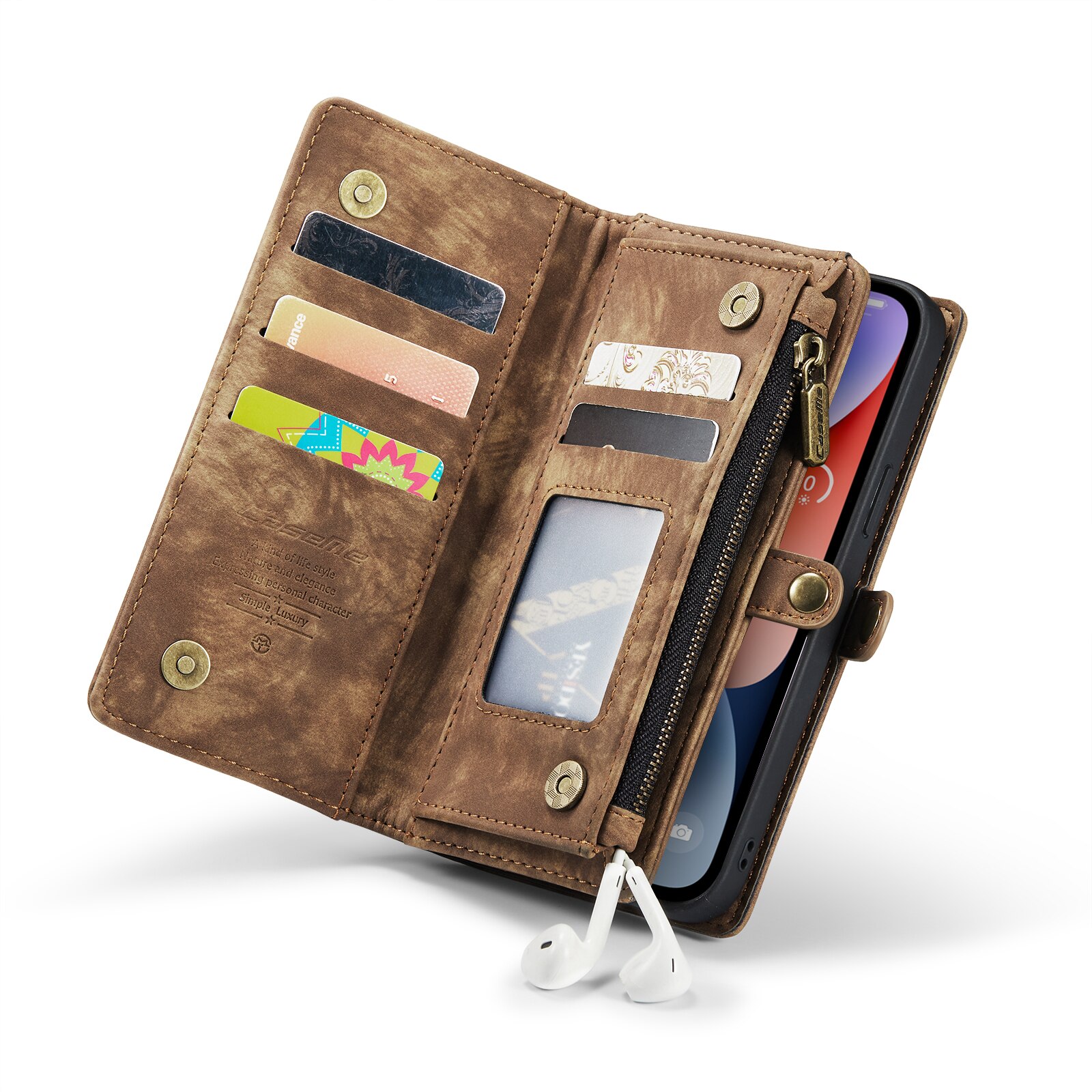 iPhone 14 Multi-slot Wallet Case Brown