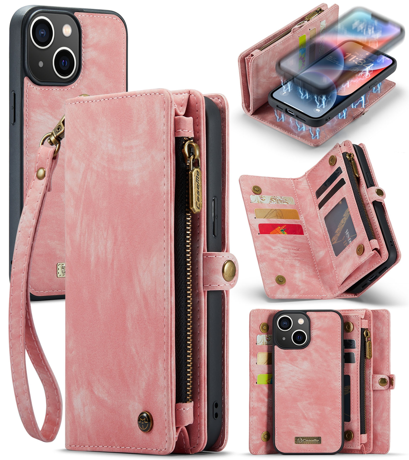 iPhone 14 Multi-slot Wallet Case Pink