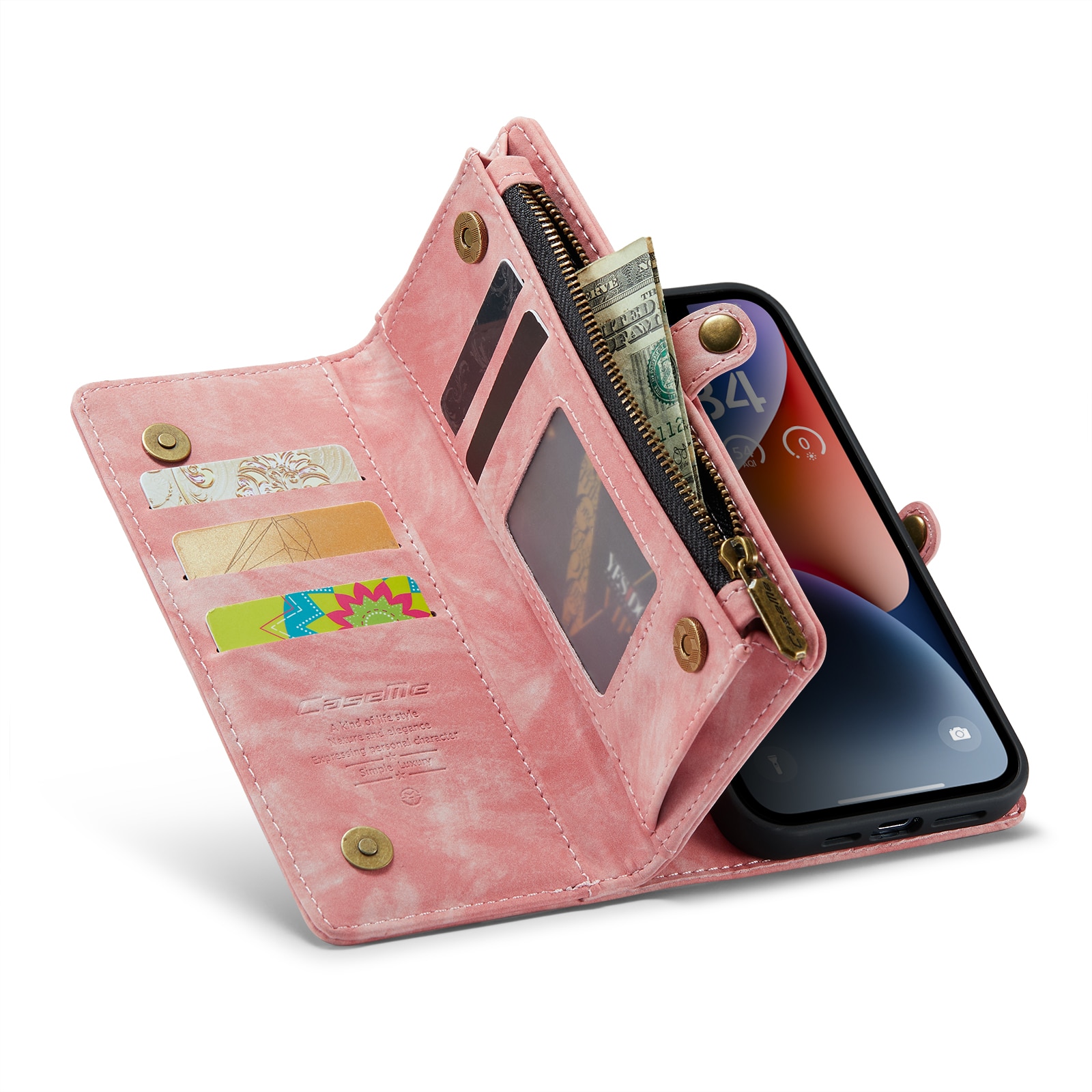 iPhone 14 Plus Multi-slot Wallet Case Pink