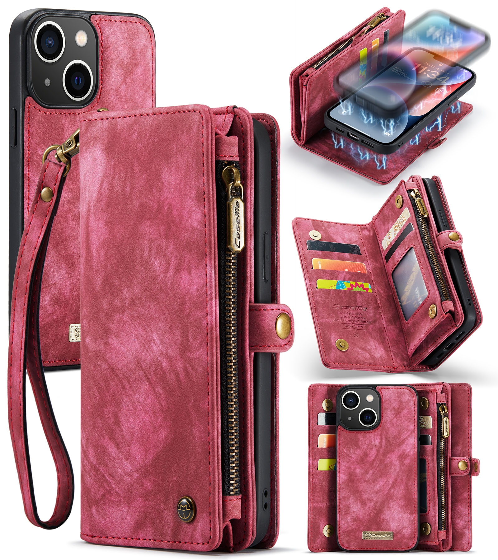 iPhone 14 Plus Multi-slot Wallet Case Red