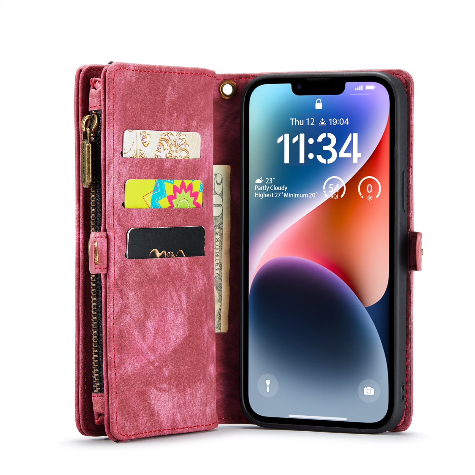 iPhone 14 Plus Multi-slot Wallet Case Red