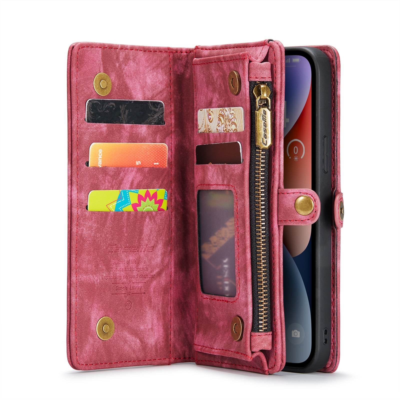iPhone 14 Plus Multi-slot Wallet Case Red