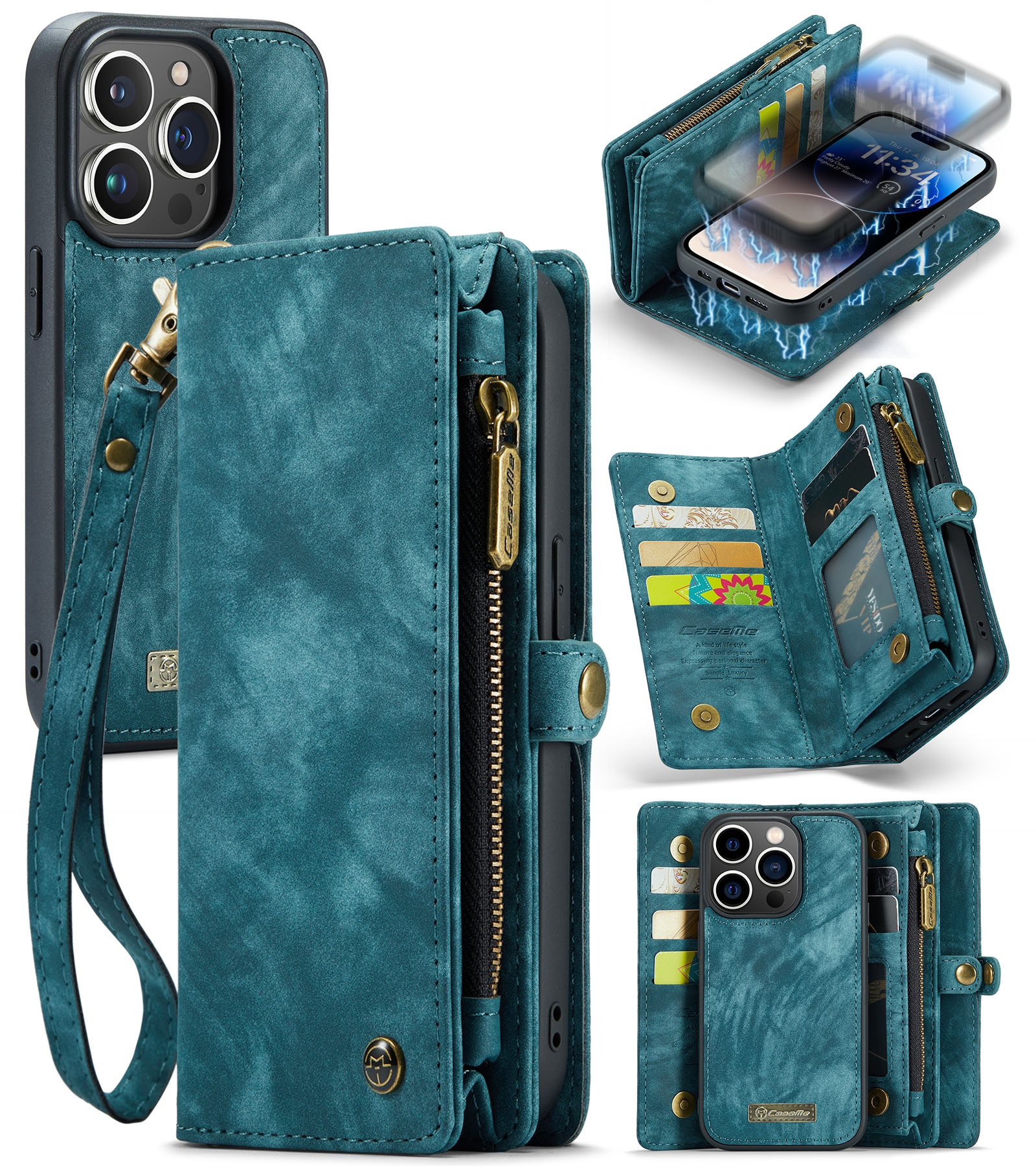 iPhone 14 Pro Max Multi-slot Wallet Case Blue