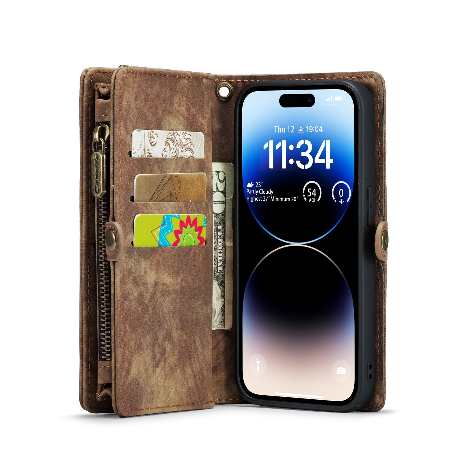 iPhone 14 Pro Max Multi-slot Wallet Case Brown