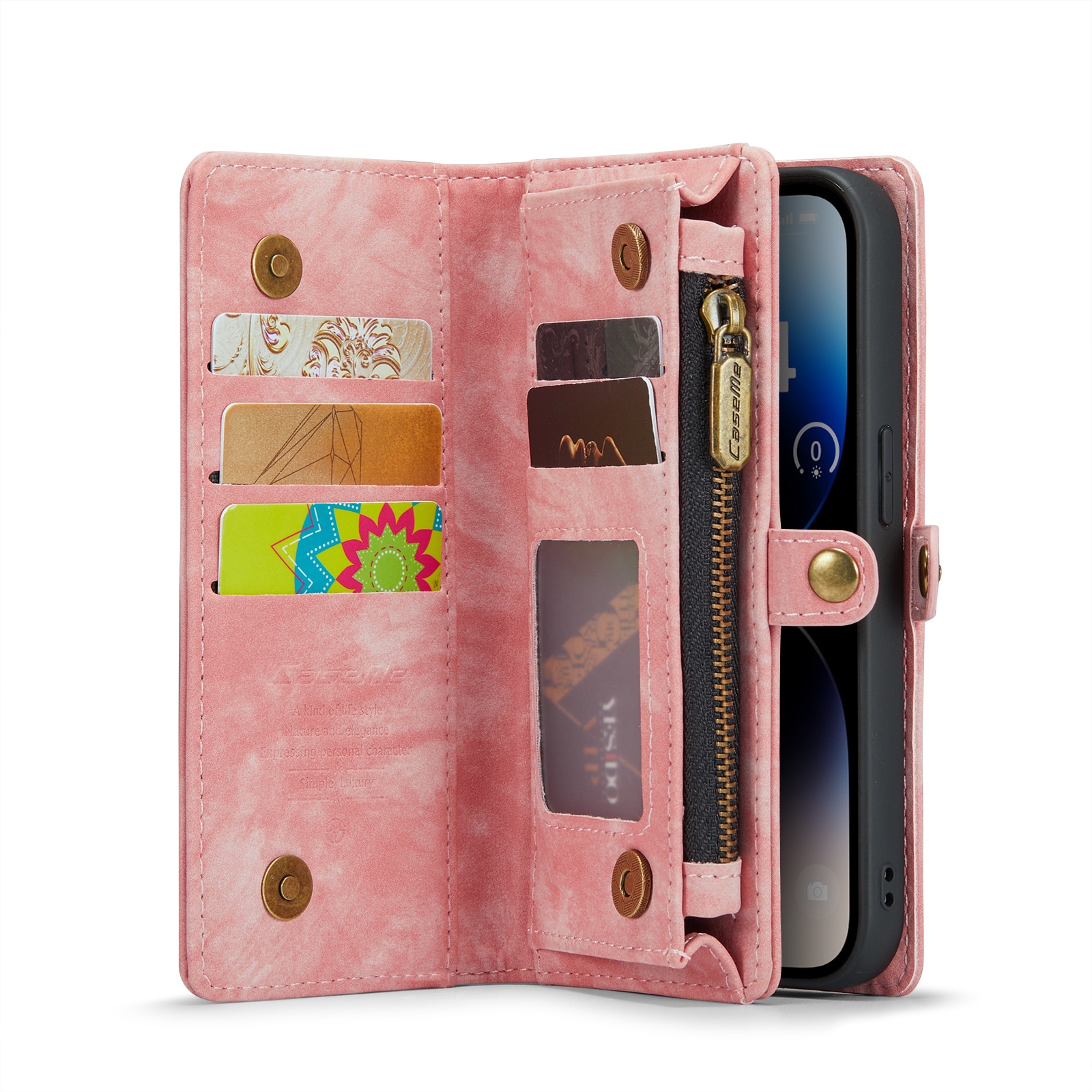 iPhone 14 Pro Multi-slot Wallet Case Pink