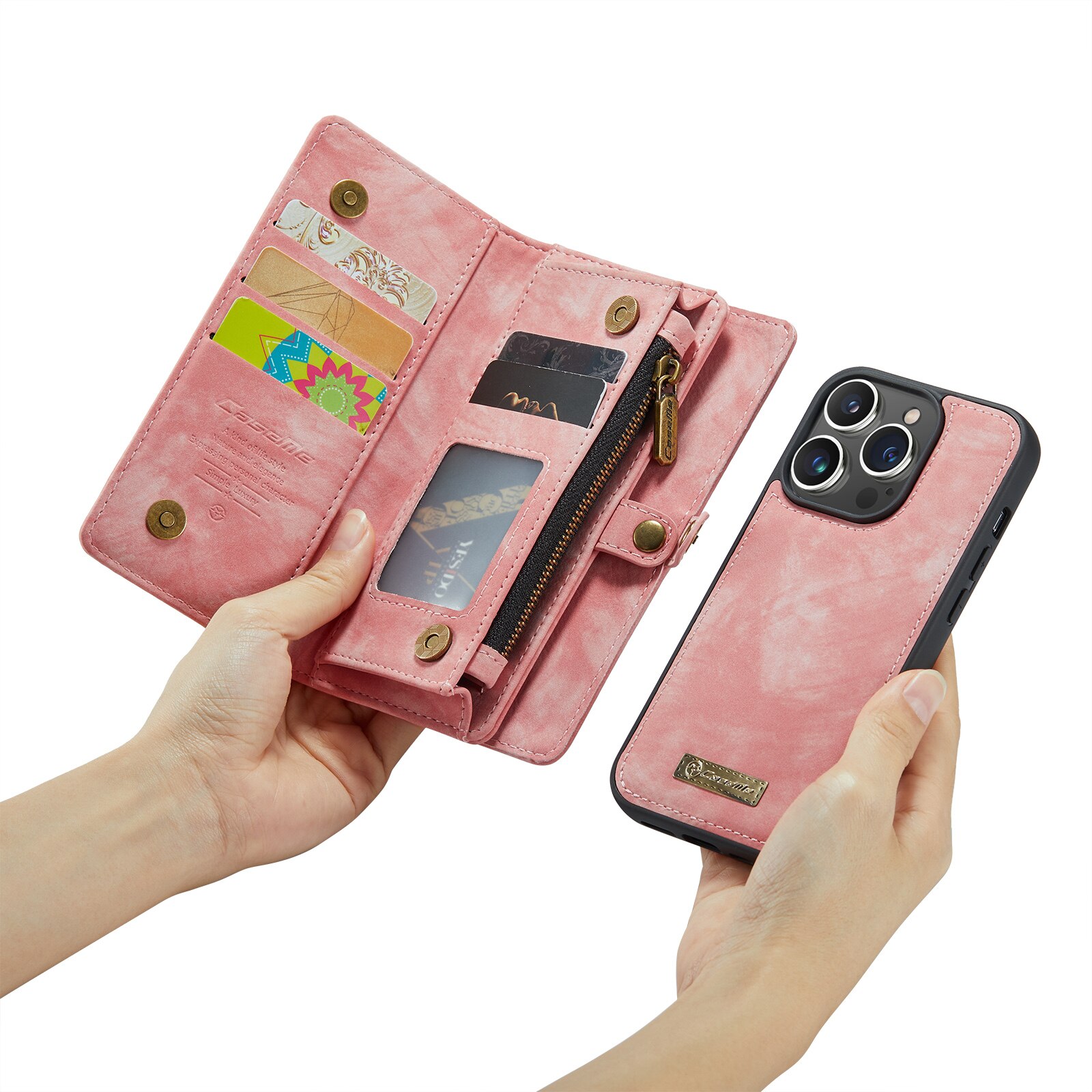 iPhone 14 Pro Max Multi-slot Wallet Case Pink