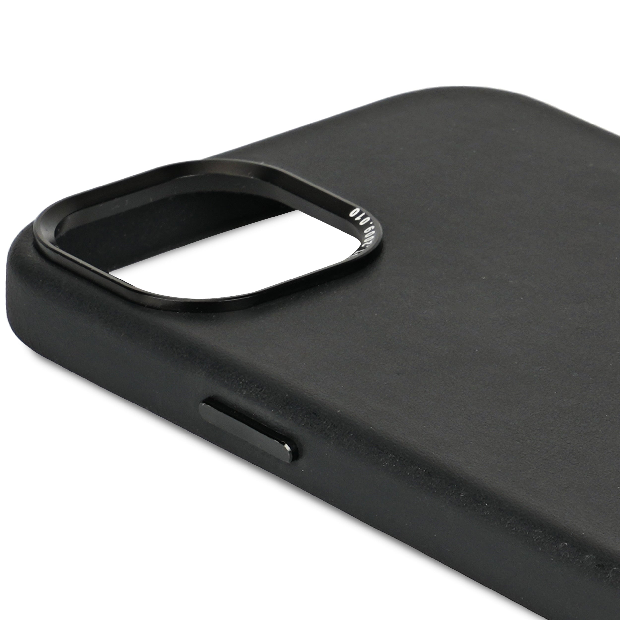 iPhone 15 Leather Back Cover Black
