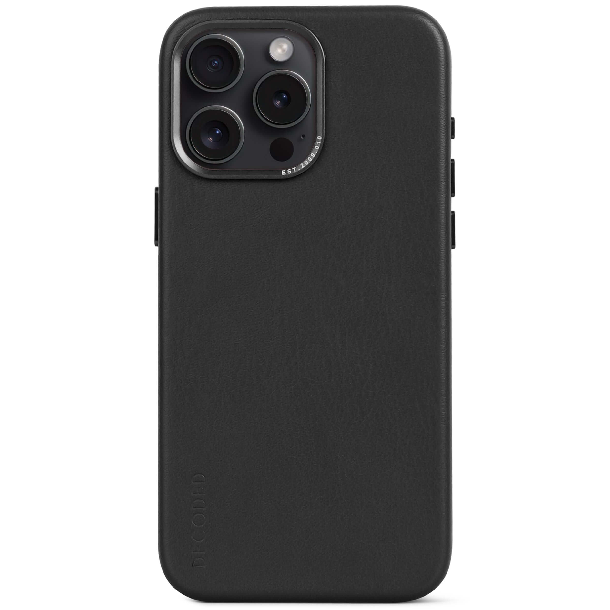 iPhone 15 Pro Max Leather Back Cover Black