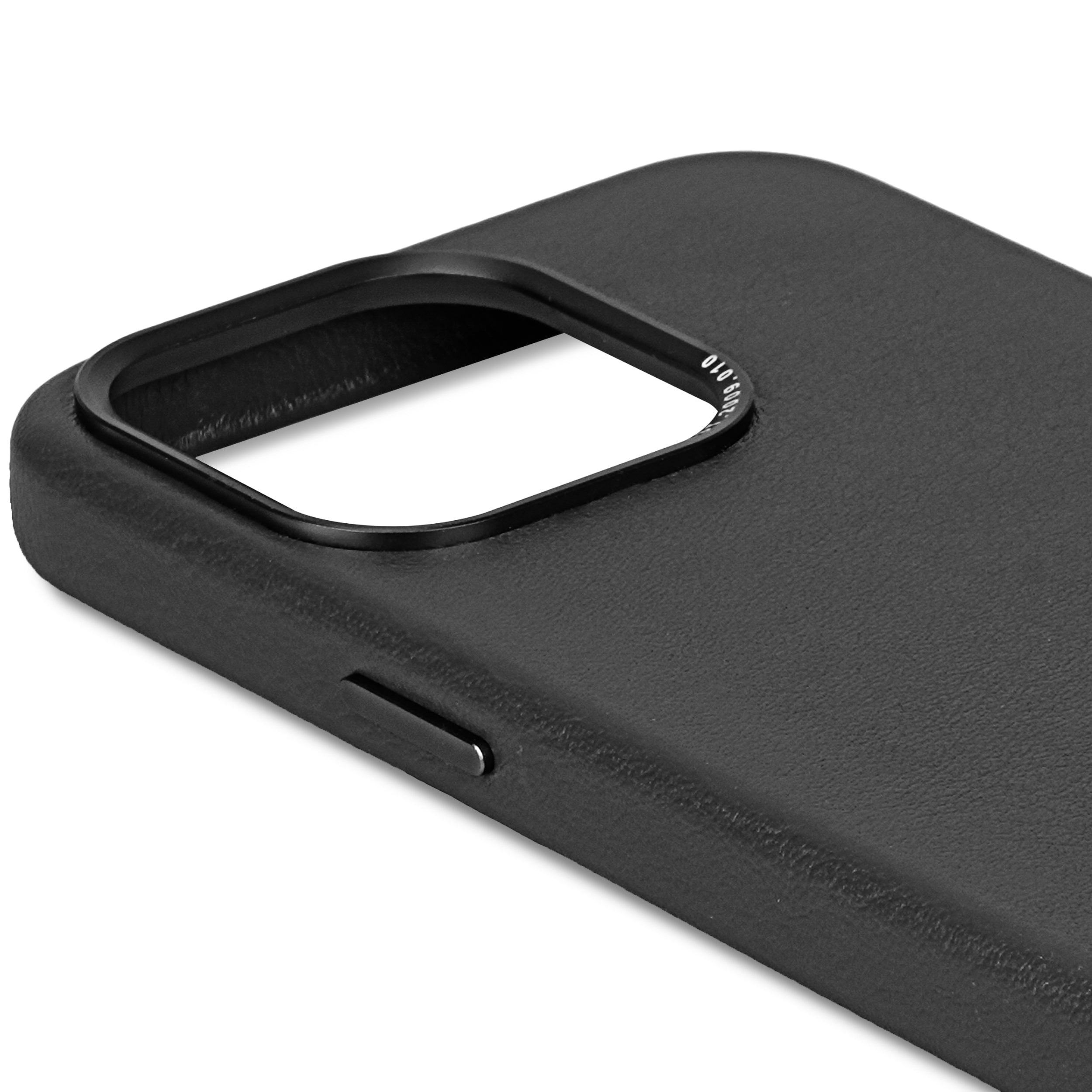 iPhone 15 Pro Max Leather Back Cover Black