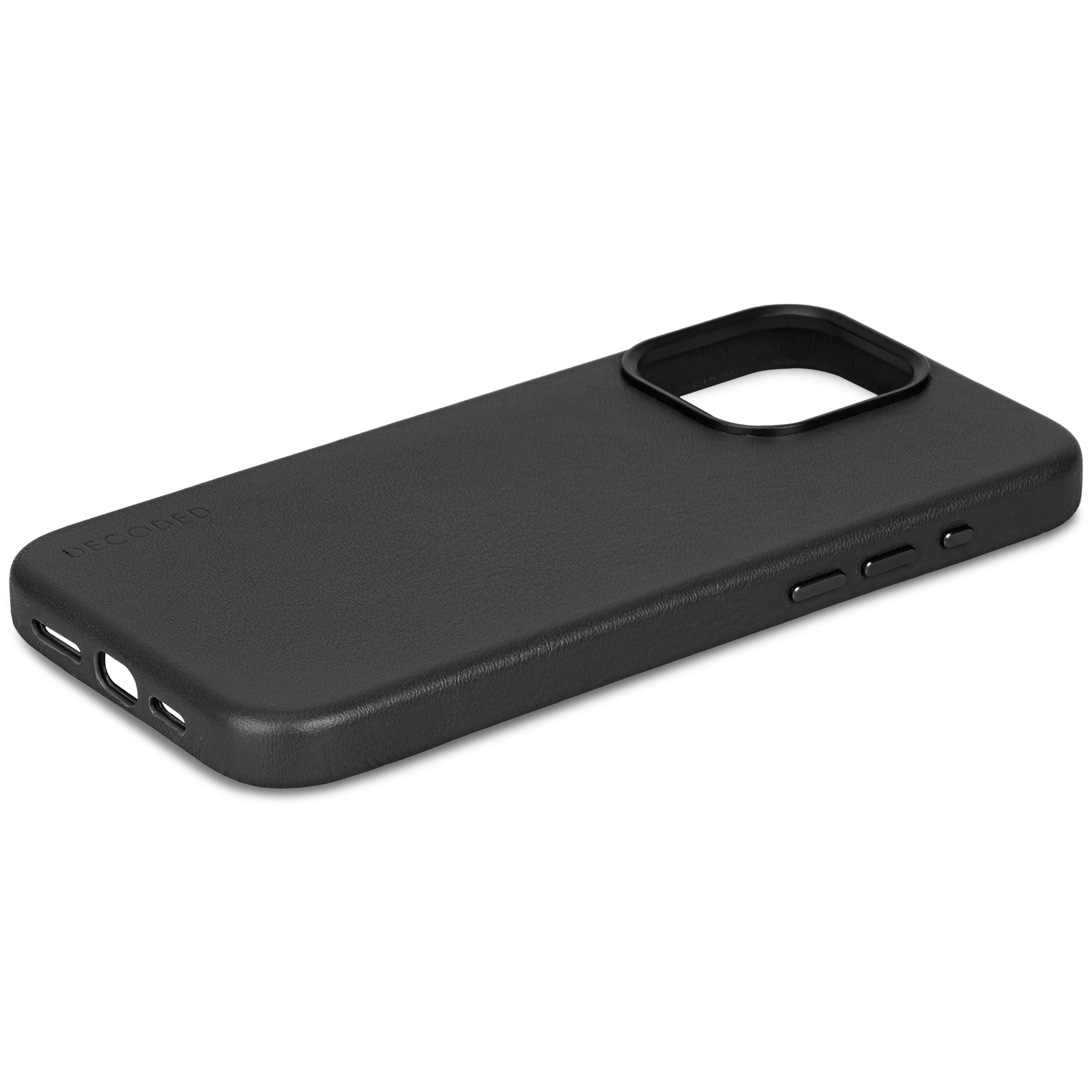 iPhone 15 Pro Max Leather Back Cover Black