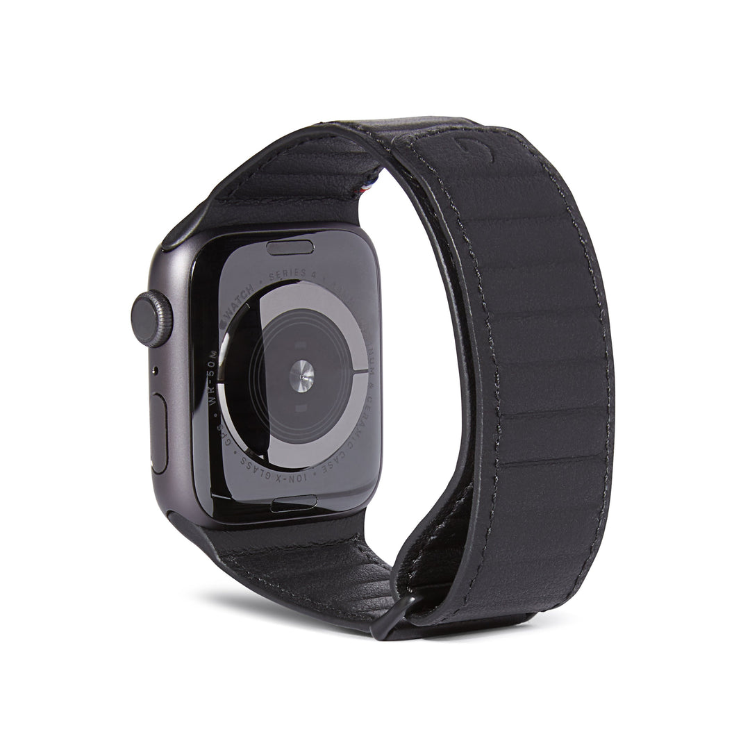 Leather Magnetic Traction Strap Apple Watch 44mm Black