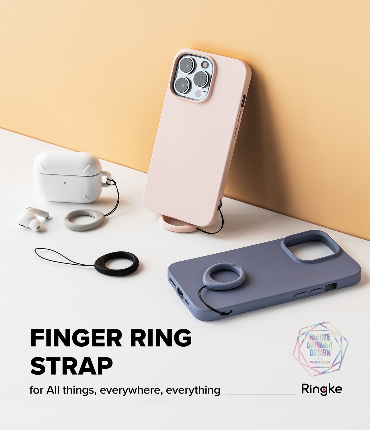 2-pack Finger Ring Strap Light Grey
