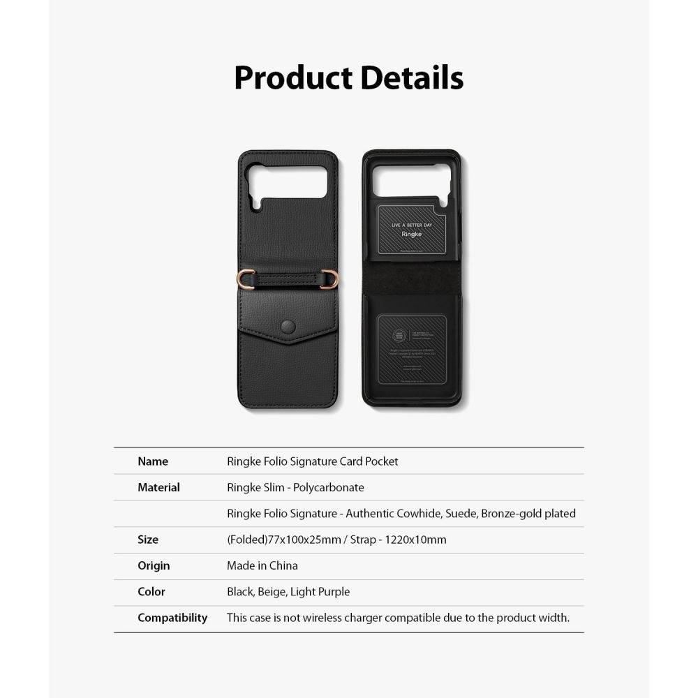 Samsung Galaxy Z Flip 3 Folio Signature Card Pocket Black