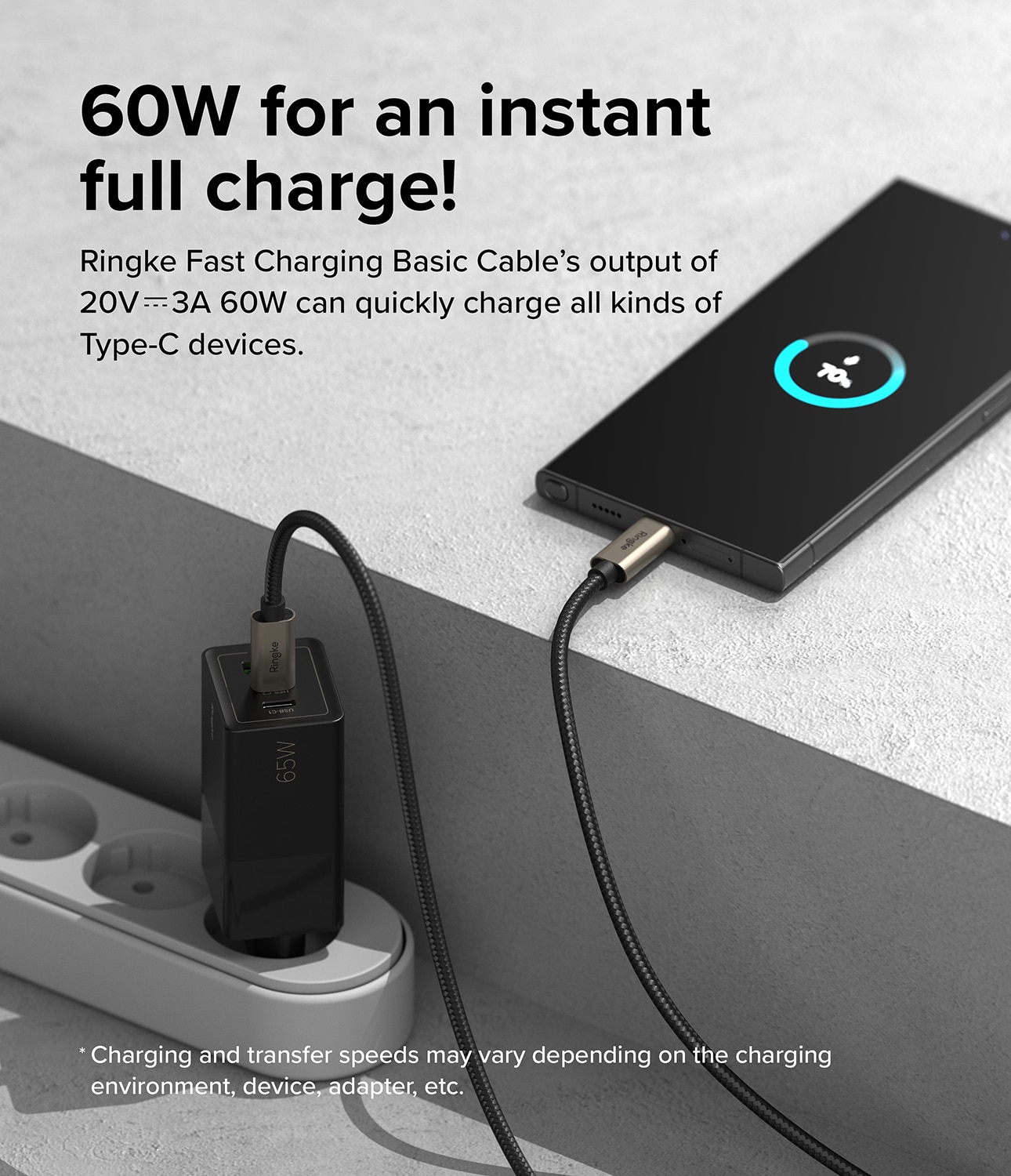 Fast Charging Basic Cable USB-C -> USB-C 1m Black